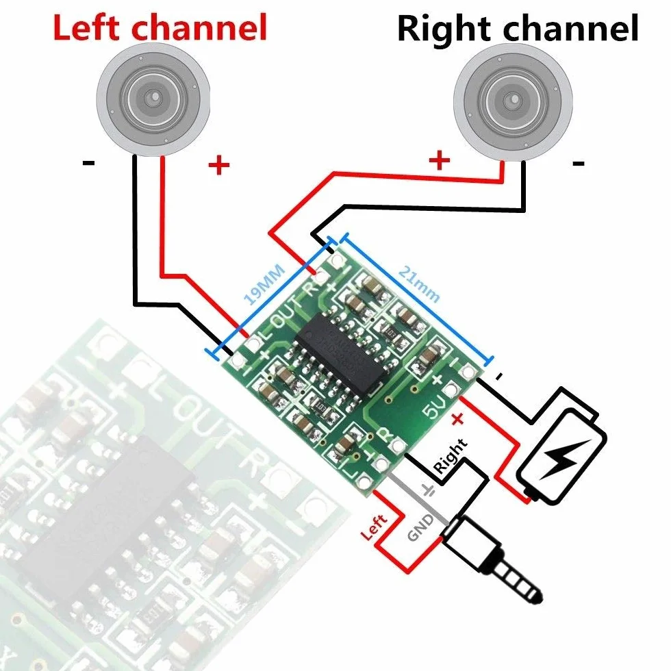 2pcs PAM8403 Audio Module Class-D Digital Amplifier Board 2.5 to 5V USB Power