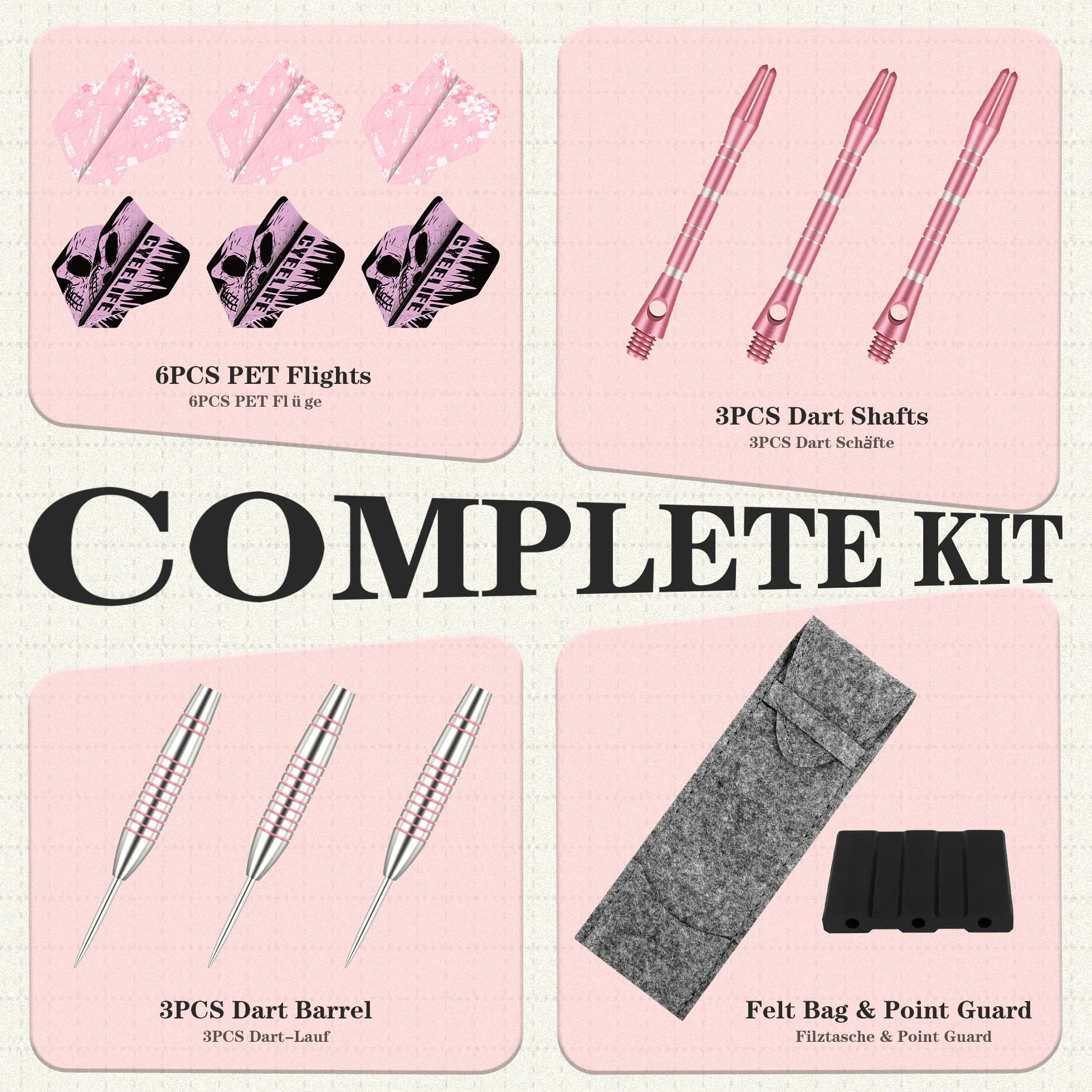 CyeeLife Fléchettes Pointe Acier 20g Set Professionnel avec 6 Vols, Portefeuille et protège-Pointes