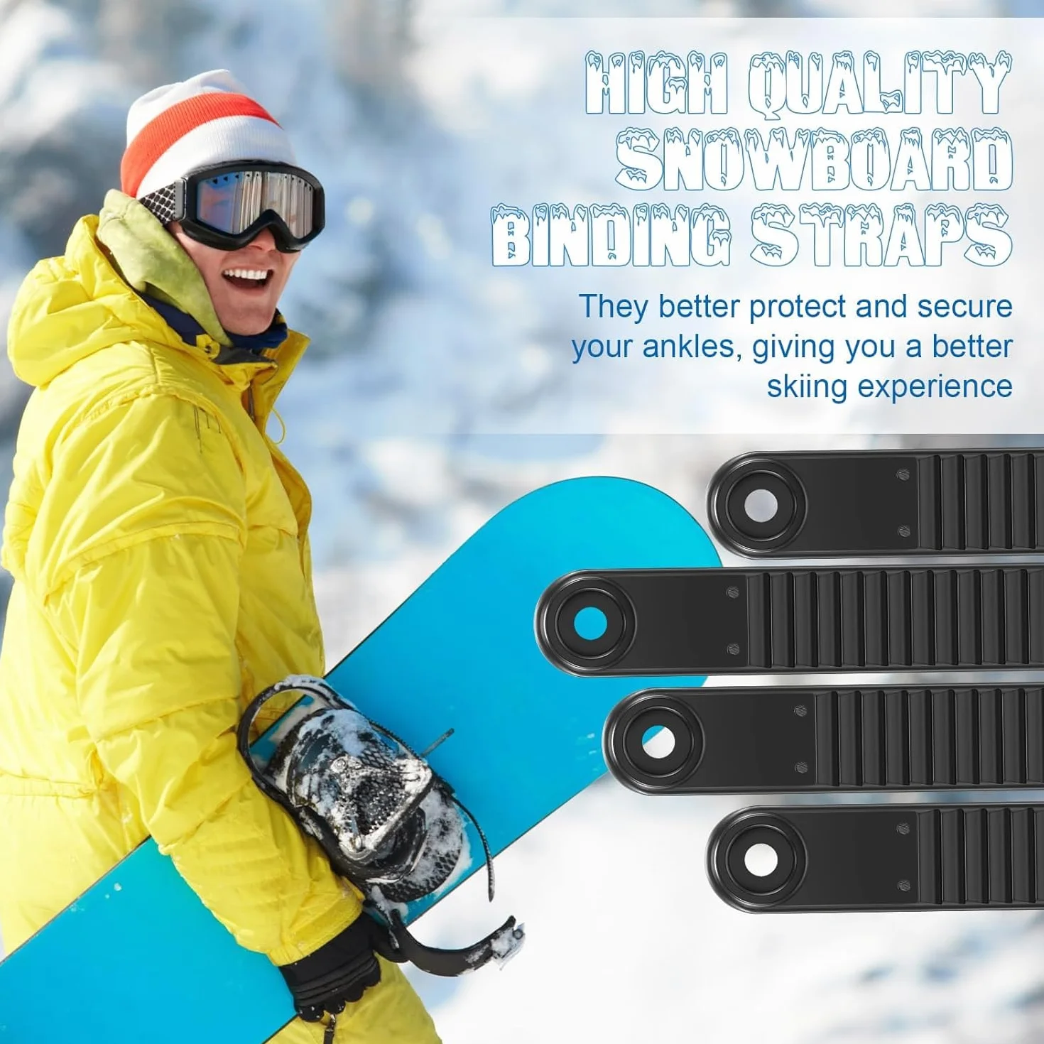 Fixations de Snowboard 6 Pièces Fixation Snowboard Homme Accessoire Ski Snowboard Binding Straps