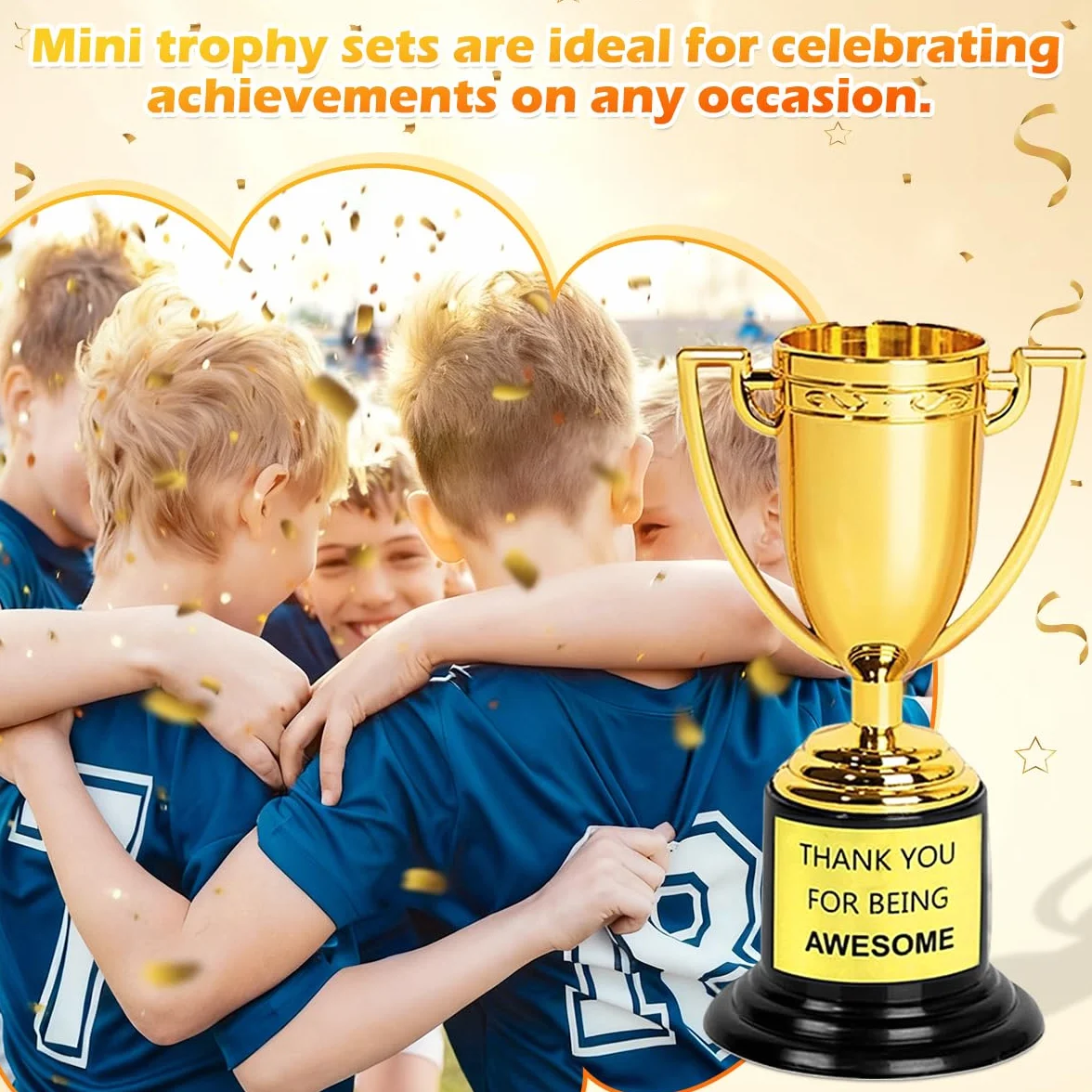 Mini Coupes Trophées Football Plastique Dorés Anniversaire Cadeaux Tournois Sportifs