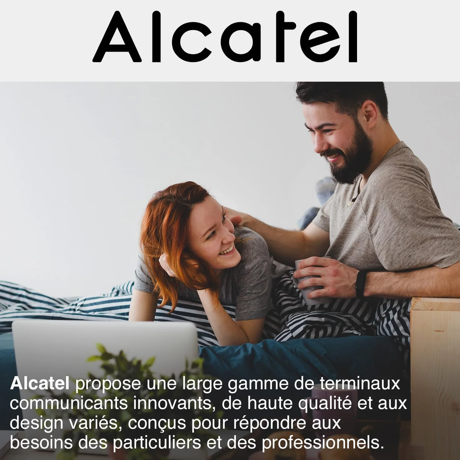 ALCATEL T06 - Téléphone Fixe Filaire - Design Ultra Compact - Fixation Murale - Touche Rappel - Noir