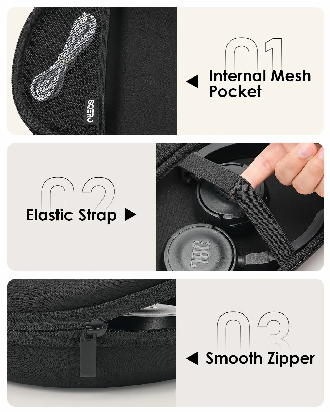 Etui pour Casque Audio Over-Ear JBL Tune 510BT 720BT 770NC 520BT Soundcore Q20i Q30 Bose BERIBES, Housse de Voyage Ultra-Fins