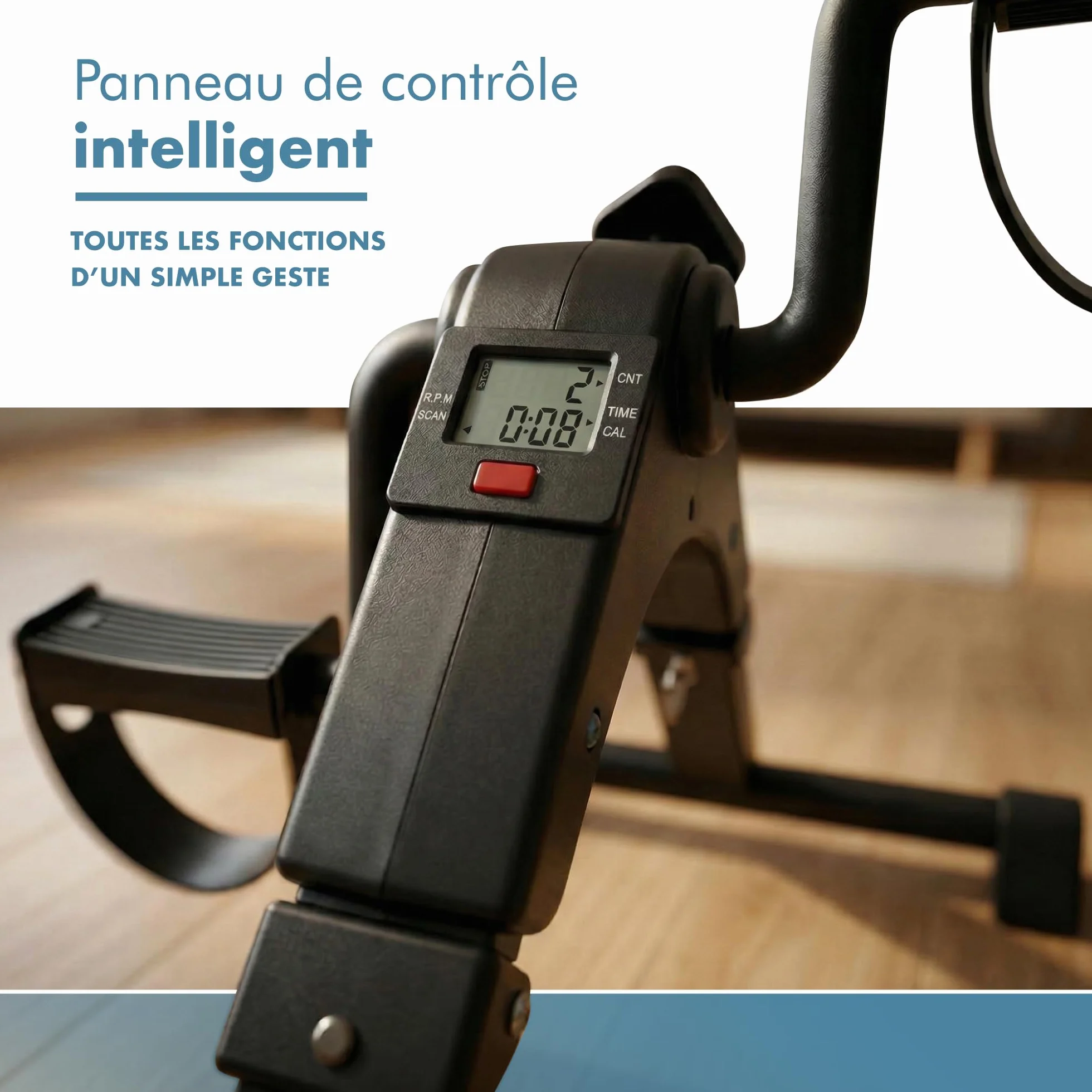 PORTENTUM Pedalier d'appartement Senior électrique motorisé 12 Vitesses télécommande Mini Velo Bras Jambes Compact Tapis antidérapant écran LCD Design Portable Sport Maison