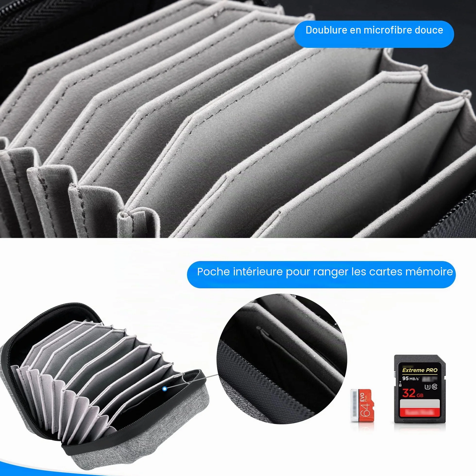 JJC Étui étanche pour 10 filtres Ronds de diamètre jusqu'à 95 mm - Doublure de Protection pour Filtre - Pochette de Transport avec Chiffon de Nettoyage en Microfibre