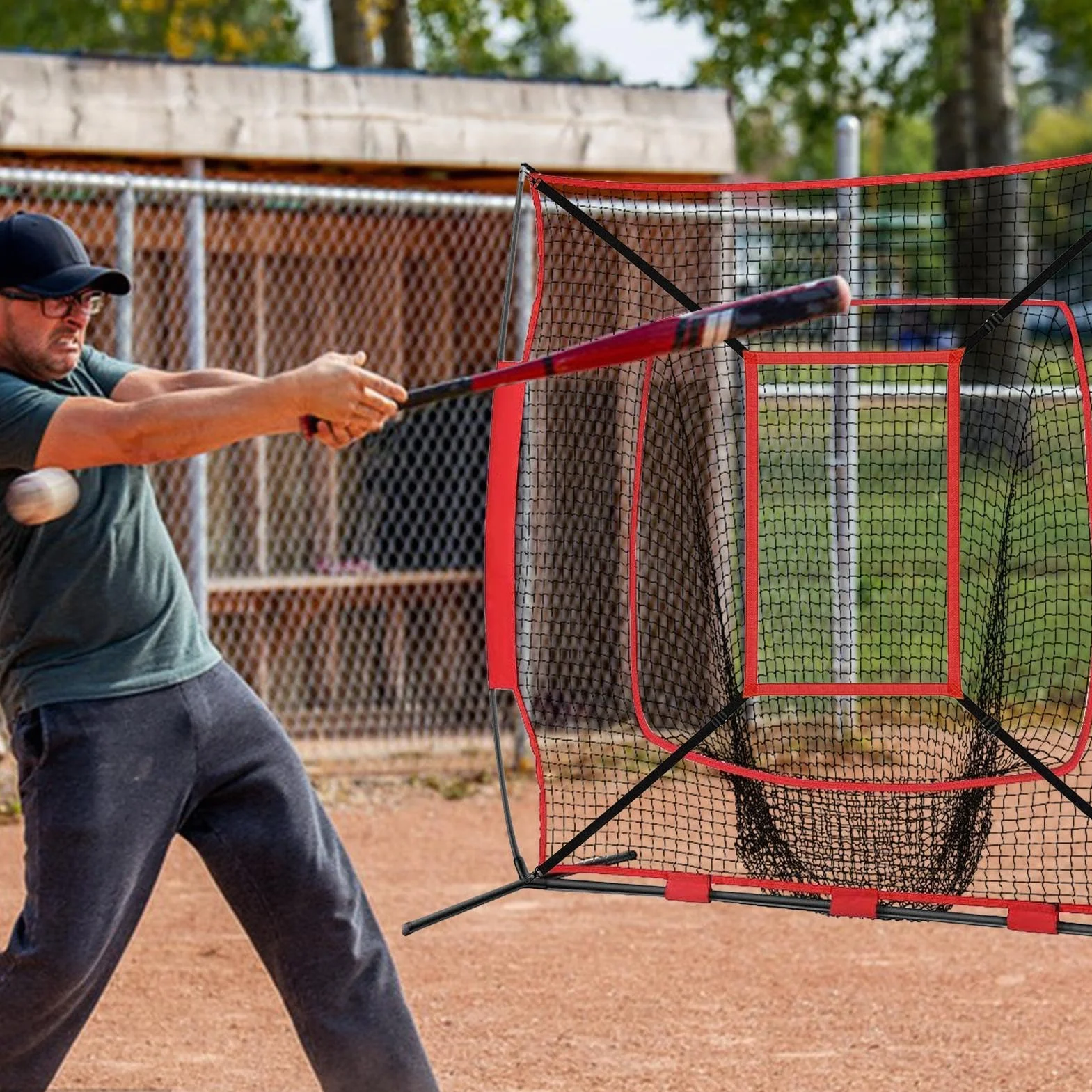 Cible de pitching Net Strike Zone – Filet d'entraînement baseball softball avec sangle de fixation