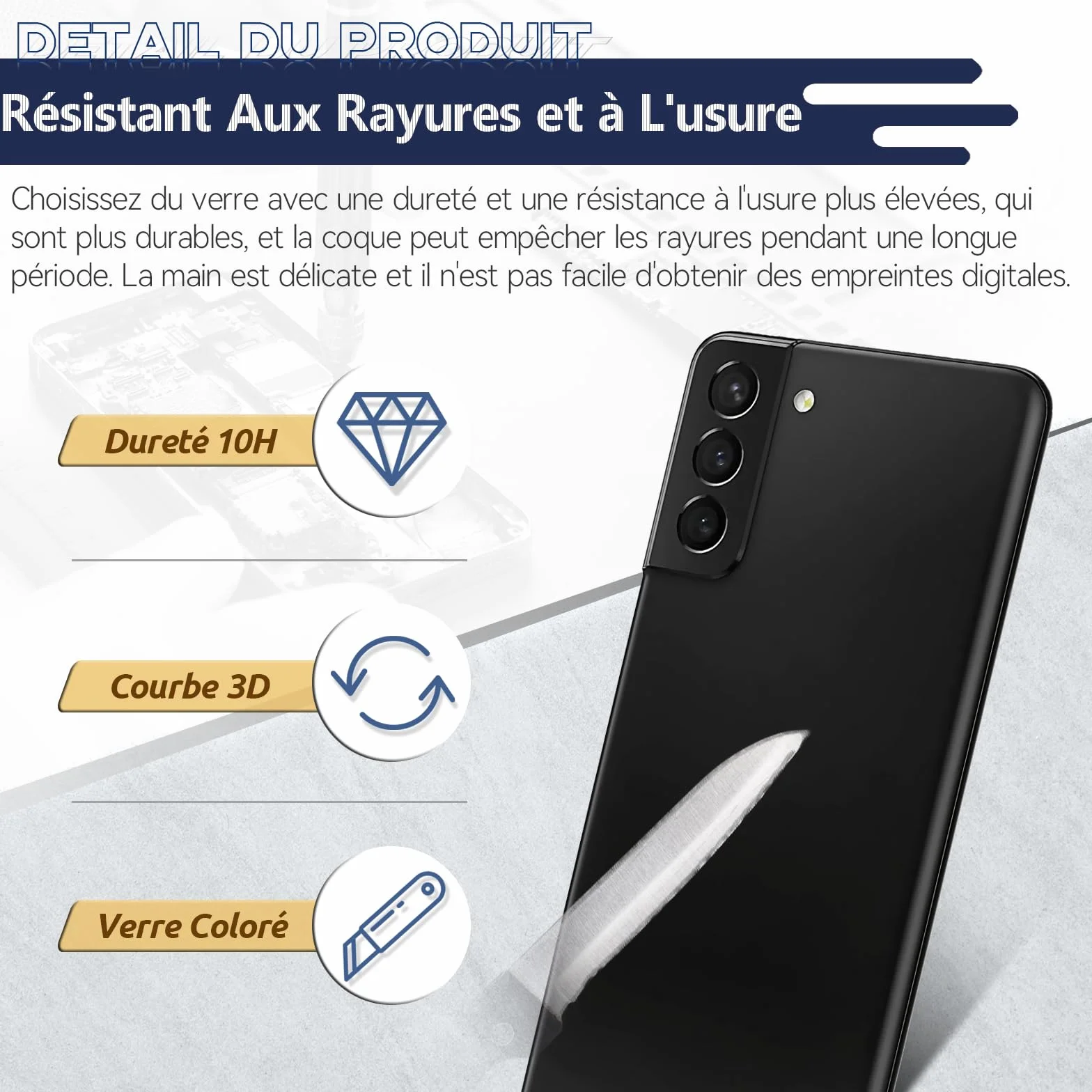 RongZy Coque Arrière pour Samsung Galaxy S21 Plus 5G Batterie Couvercle Rechange pour Galaxy S21 Plus 5G SM-G996B Cache Batterie pour Téléphone de Remplacement(Noir)