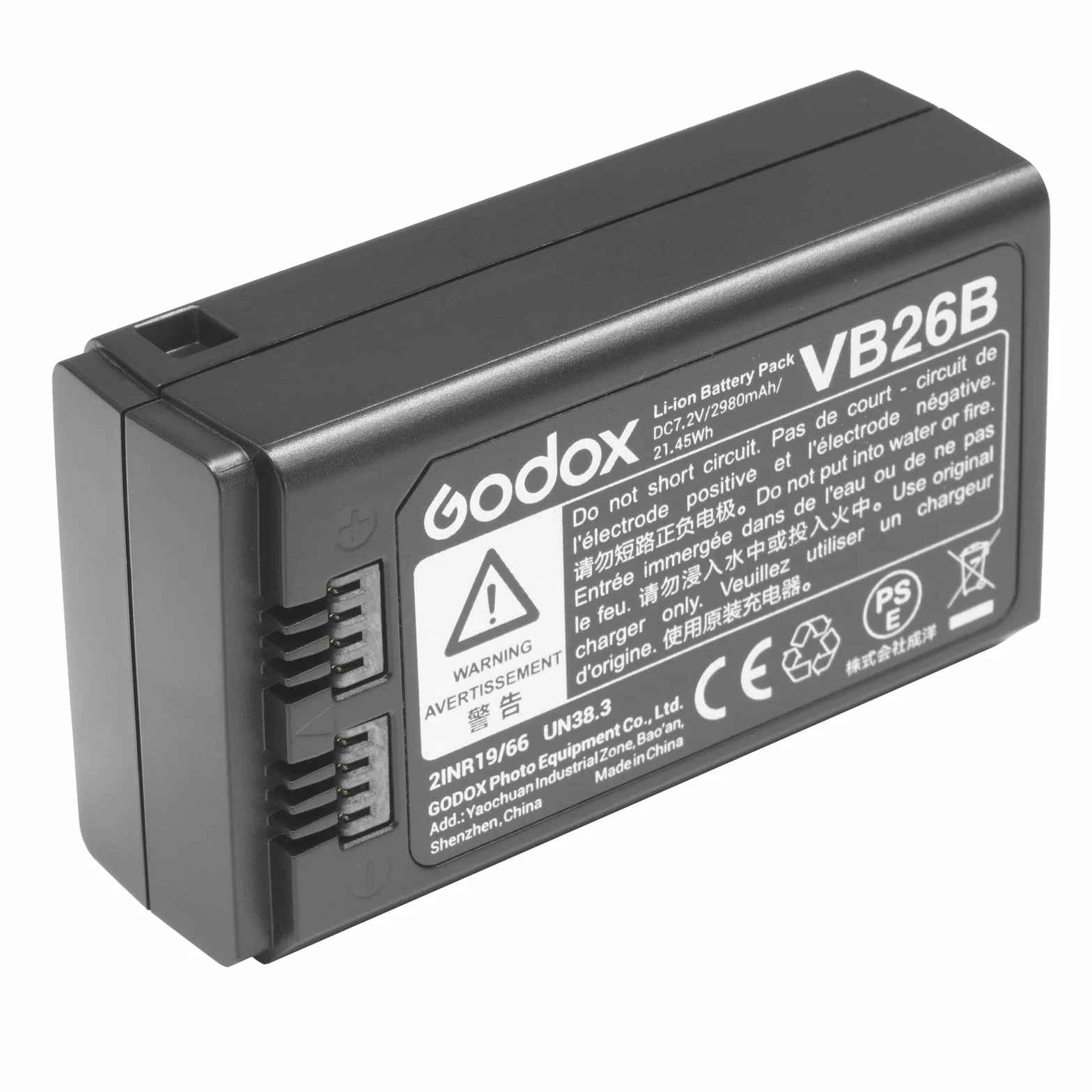 Godox VB26A Batterie, VB26B Batterie, 3000mAh VB26 Batterie au Lithium pour Flash Godox V1 S/N/C/F/O/P, V860III S/N/C/F/O/P et V850III