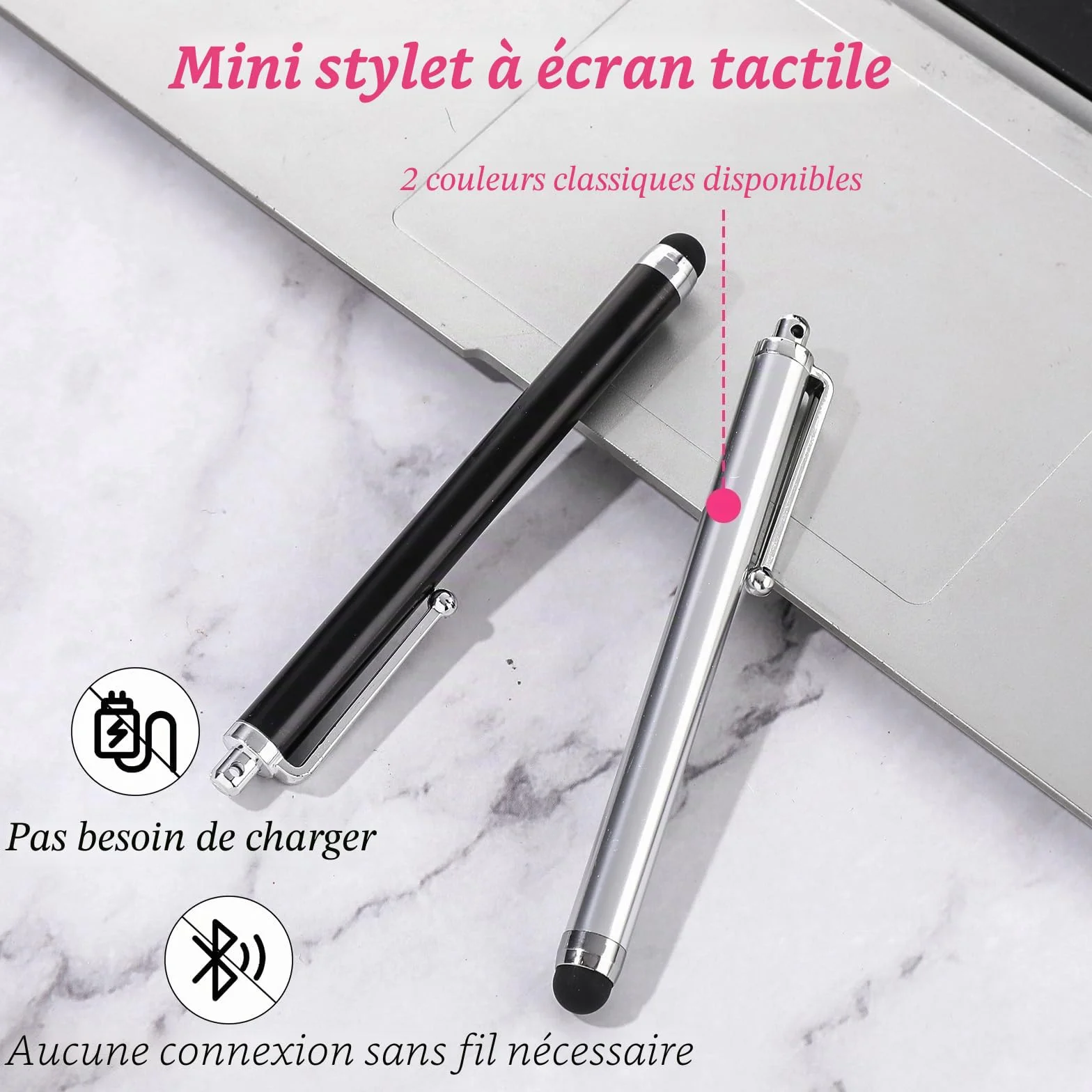 Andibro Stylets Universels pour Écrans Tactiles, 2 Pièces, Compatibles Tablette Smartphone Ordinateur Portable