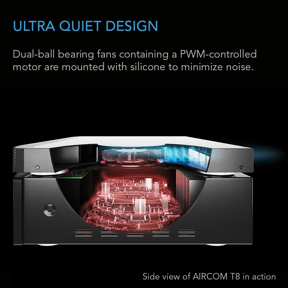 AC Infinity Aircom T8 Quiet Cooling Blower Fan for Receiver Amp DVR AV Cabinet