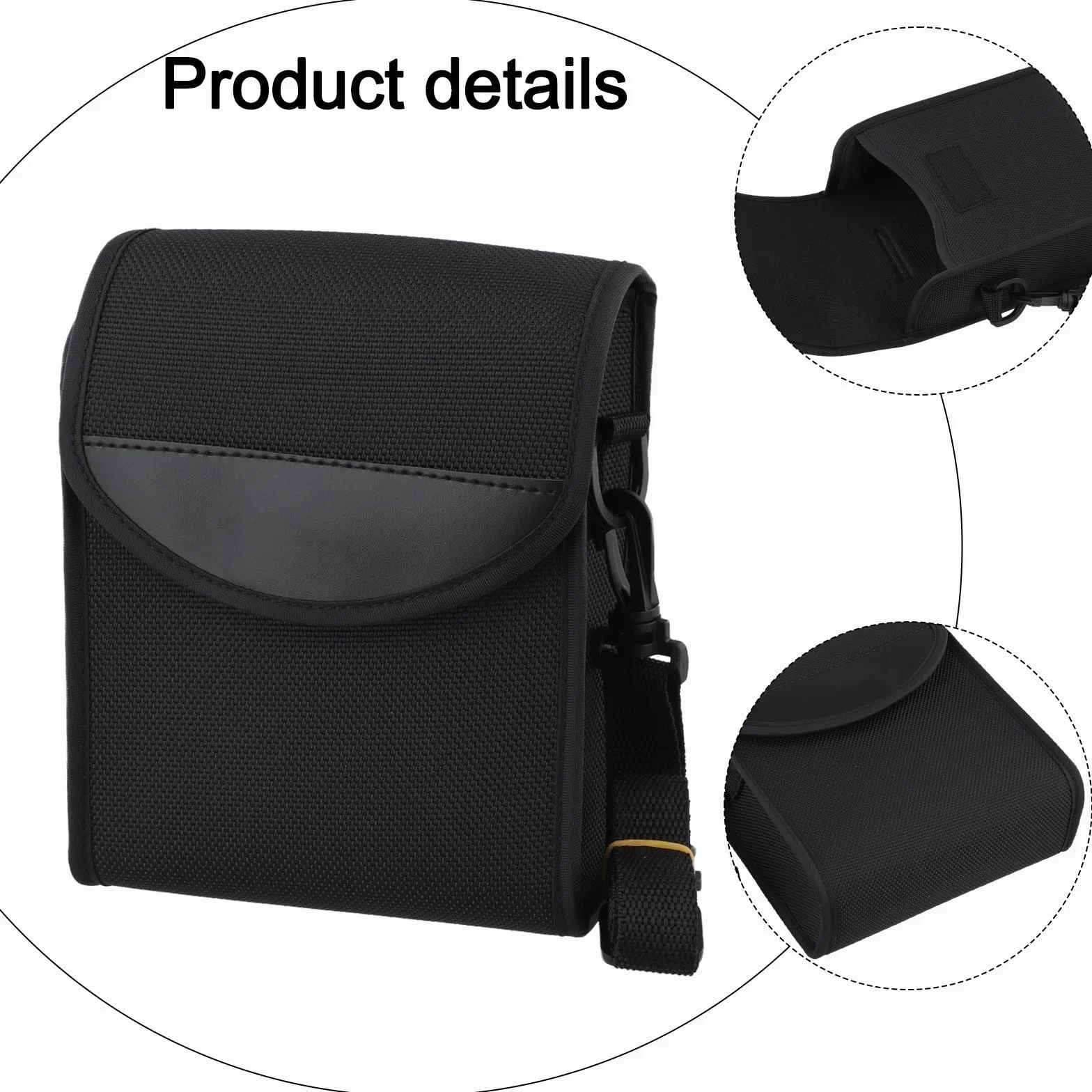Housse de jumelles noire nylon 1680D sangle 14 cm pour prisme toit 42 mm voyage randonnée
