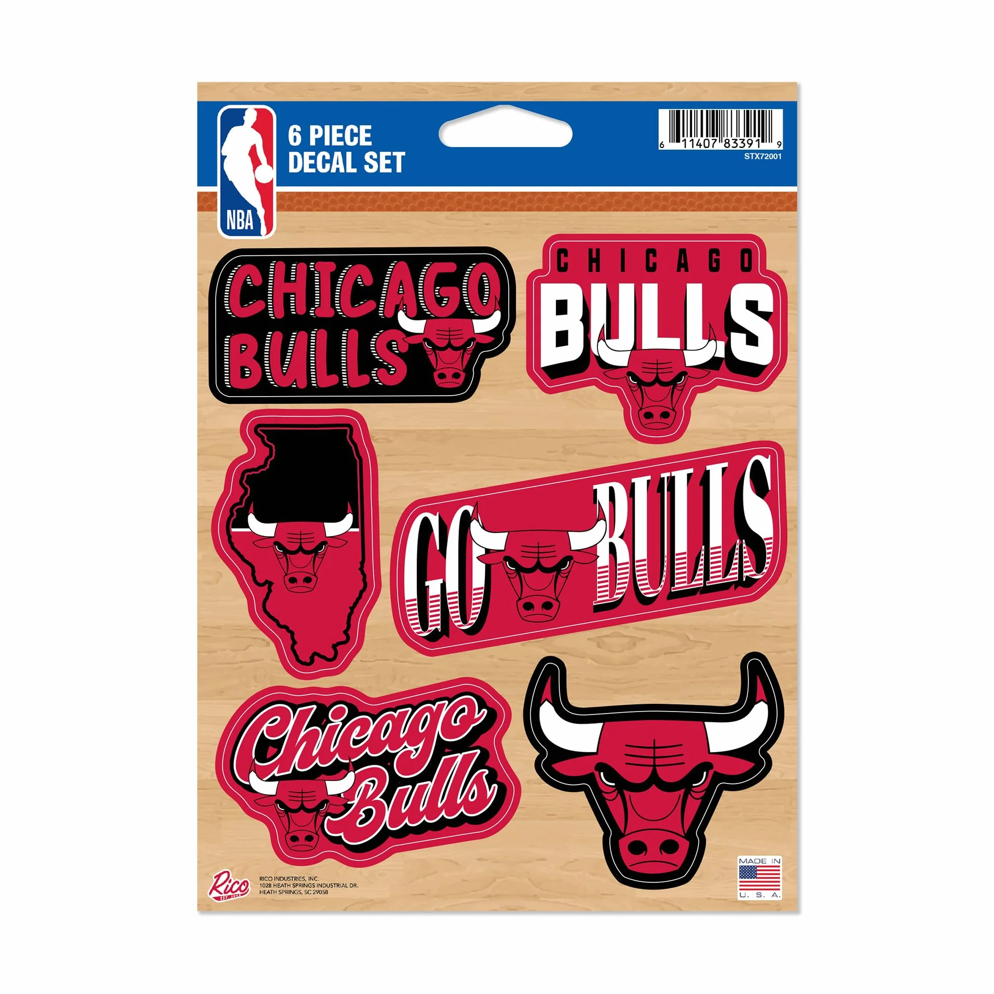 Rico Industries NBA Chicago Bulls Lot de 6 autocollants