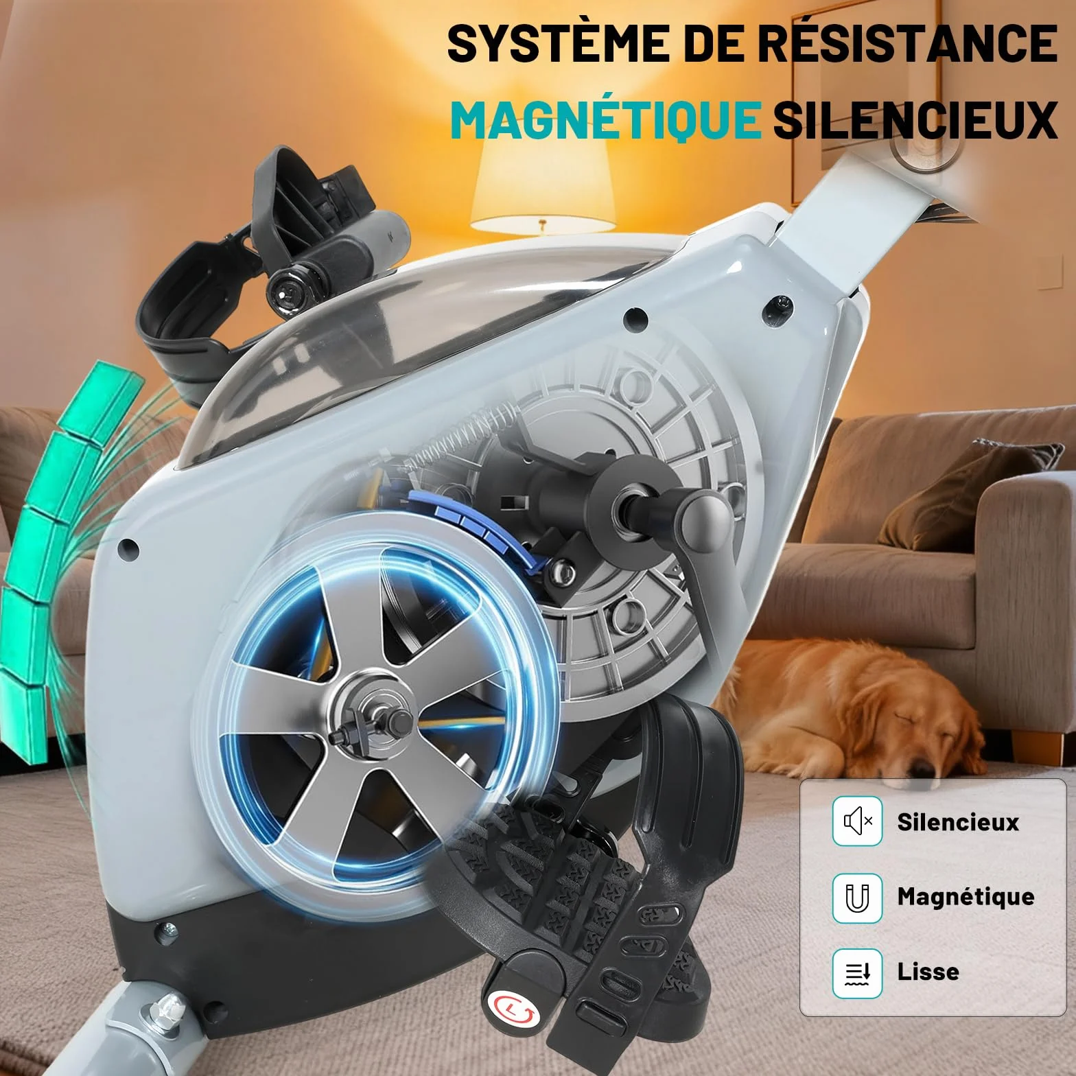 ISE 2-IN-1 Vélo d'Appartement Pliable, Cardio Training 8 Niveaux Résistance Magnétique, Bluetooth