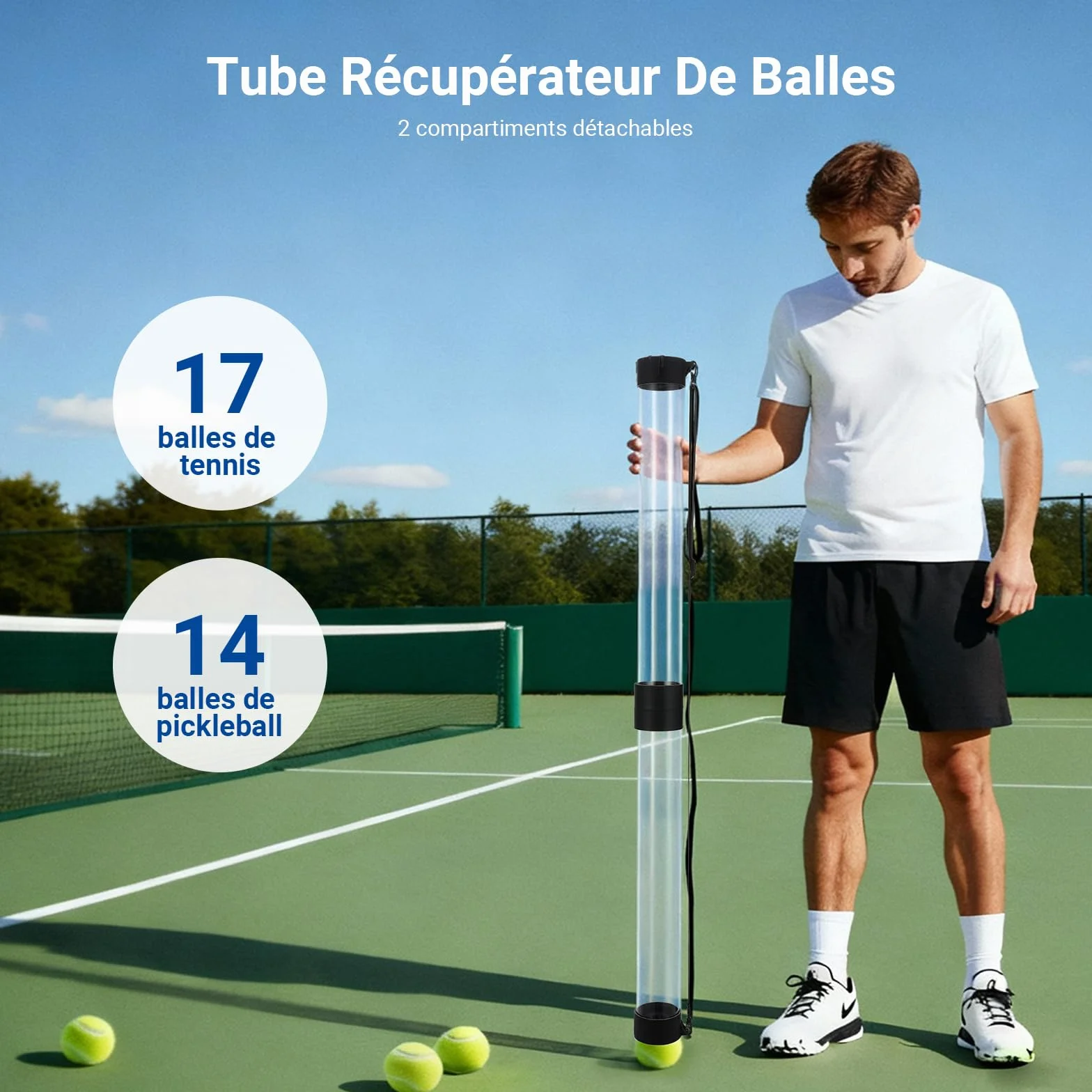 NEEWER Ramasseur de balles Tennis Pickleball détachable sans pliage bandoulière