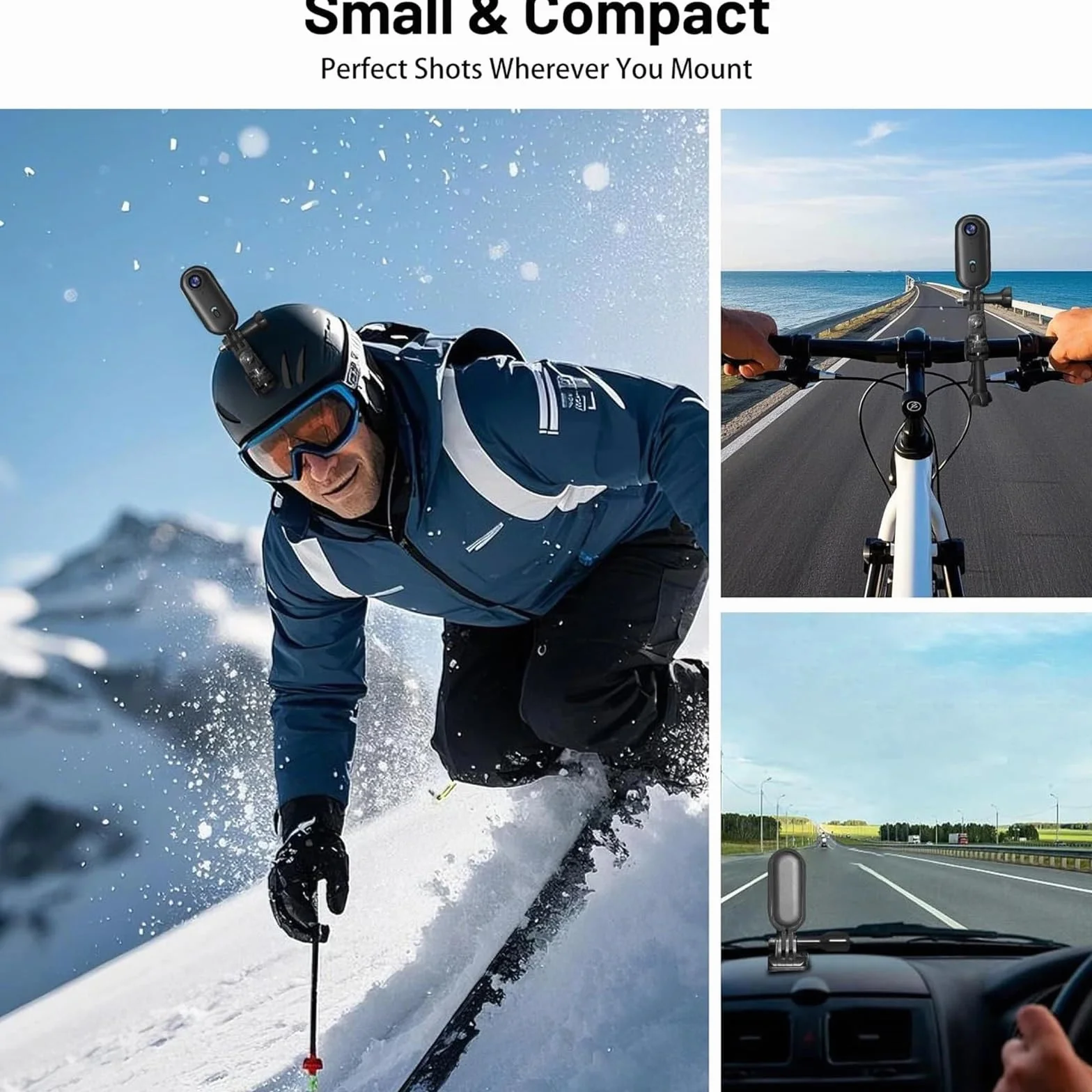 Caméra Sport 1080P WiFi Étanche Aimanté Mini Action Cam Portable avec Clip 360° Angle 120° Enregistrement en Boucle pour Moto Casque Velo