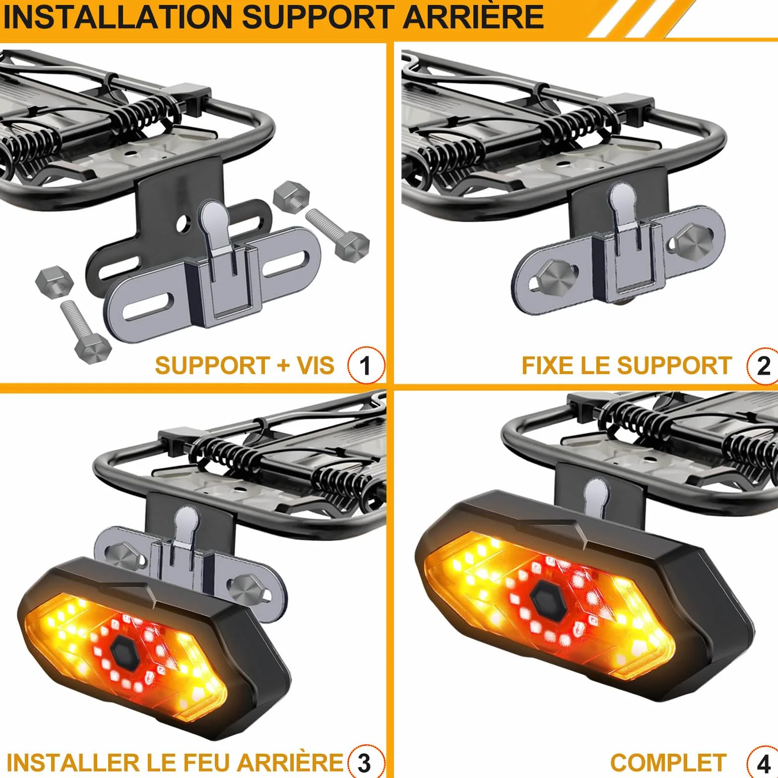 EBUYFIRE Feu Arrière Vélo LED Clignotants Télécommande 5 Modes IPX4 USB Rechargeable Klaxon Montage Universel