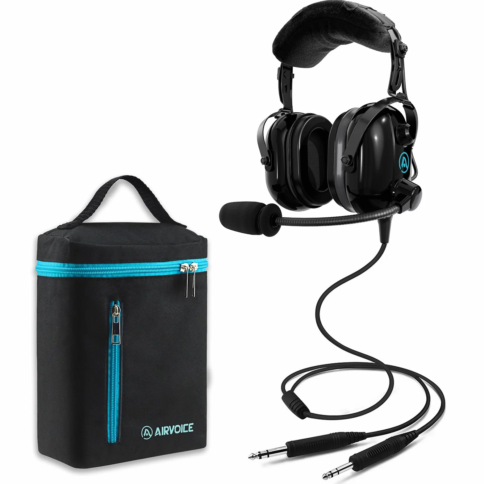 AIRVOICE Aviation Headset for Pilots with Passive Noise Reduction, PNR General Aviation Headset with Comfortable Earpads and Noise Canceling Microphone, for Pilot, Flight School Student, Instructor