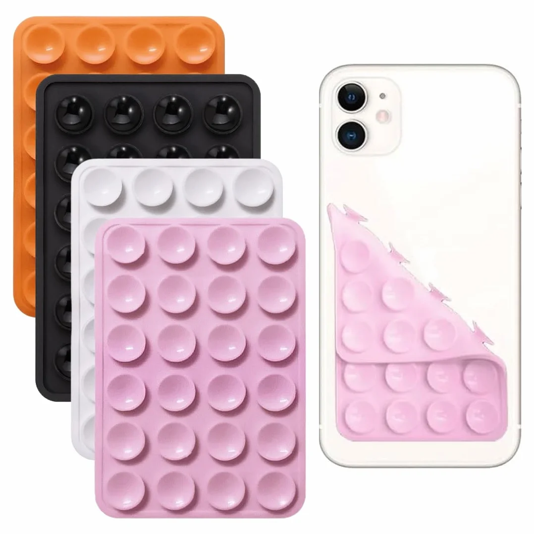4 Pièces Ventouse Téléphone Portable double face en silicone Ventouse Silicone Coque Qui Adhère Au Mur Support mains libres pour miroir de douche et poignée à selfie de voiture
