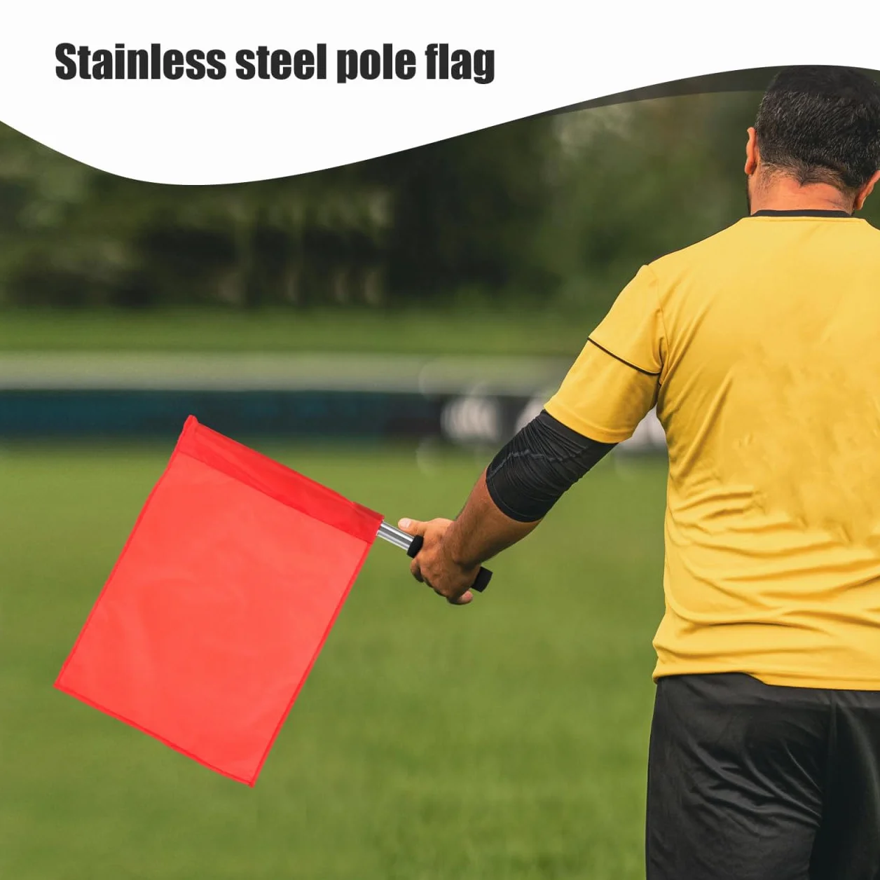 VANZACK Lot de 4 Drapeaux d'arbitre avec tige en acier inoxydable Rouge Haute visibilité