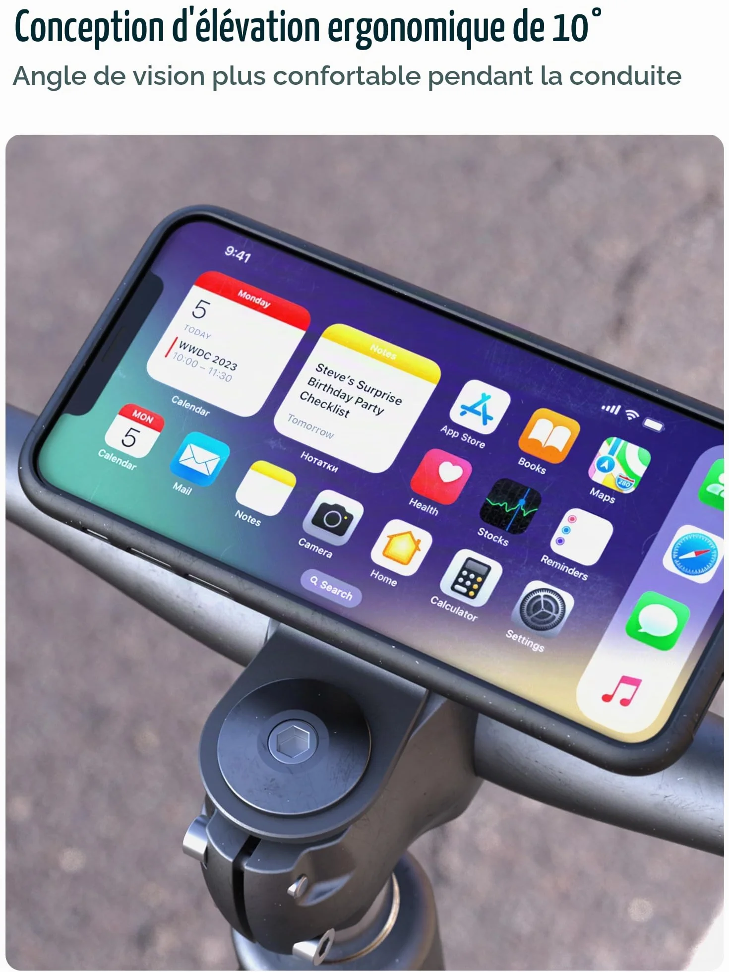 sincetop Support Telephone Velo, Porte Smartphone Vélo pour Guidon et Potence de vélo de Montagne, Fixation/Détachement Rapide pour VTT/Vélo de Route【Sér. C-1re gén.】