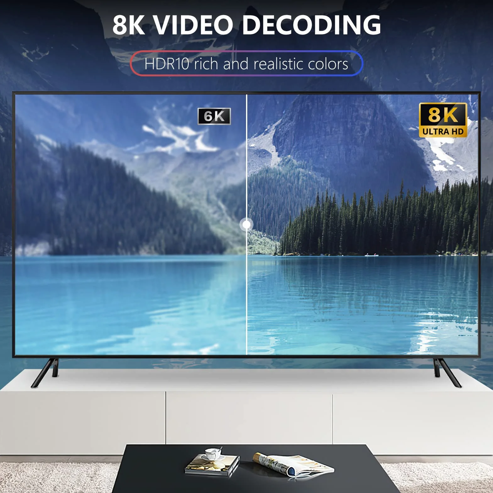 Android TV Box, Android 13.0 Box 4GB RAM 32GB ROM RK3528 Quad-Core Cortex-A53 GPU Mali-450 Support 8K 10/100M LAN Enternet 2.4G/5G Dual-Band WiFi 6 BT 5.0 USB 2.0/3.0