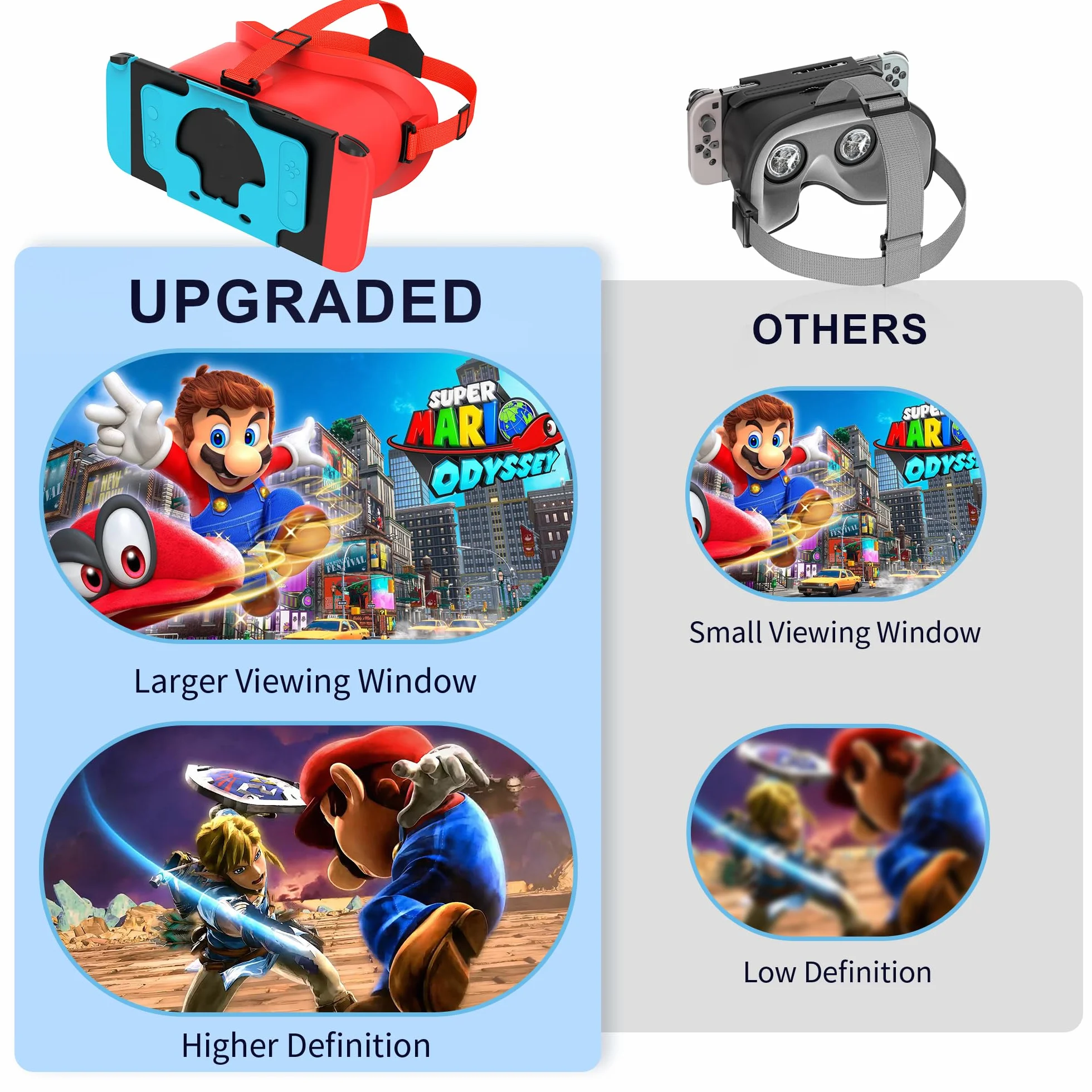 Casque VR 3D Réalité Virtuelle pour Nintendo Switch OLED avec Lentilles Réglables