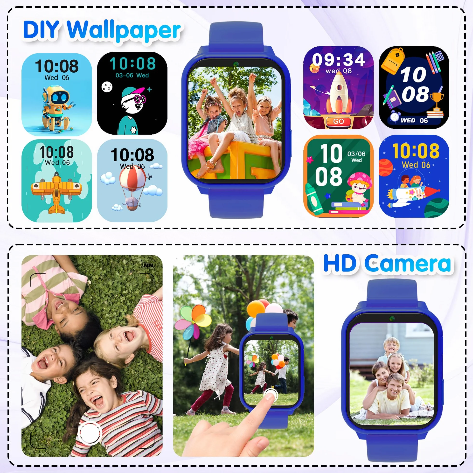 Montre Connectée Enfant, 1.83" Montre Intelligente Enfants avec Podomètre, Sommeil, 18 Jeux, Caméra, Réveil, Torche, Étanche Trackers d'Activité Cadeaux de Noël et d'Anniversair pour Garçons Filles