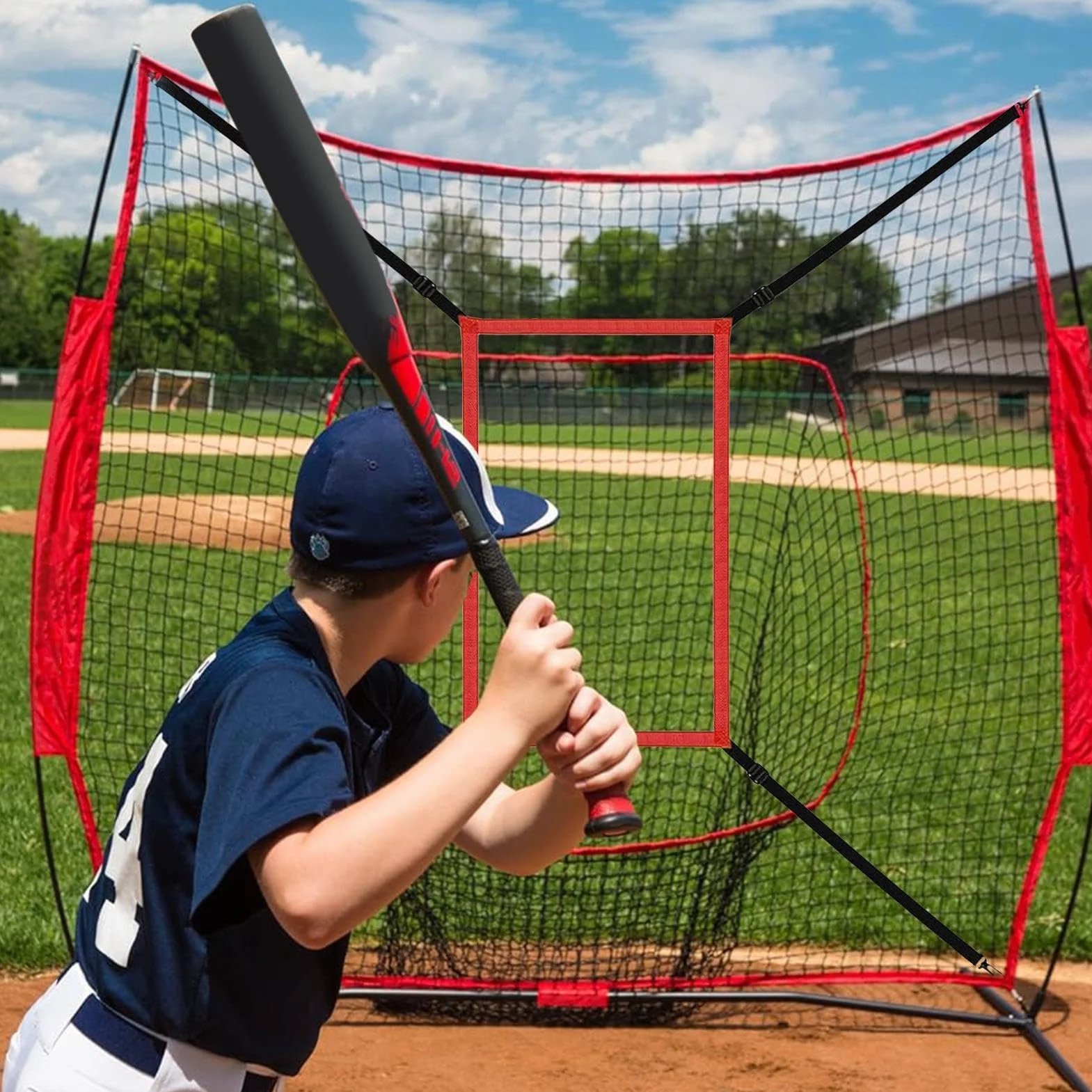 Cible de pitching Net Strike Zone – Filet d'entraînement baseball softball avec sangle de fixation