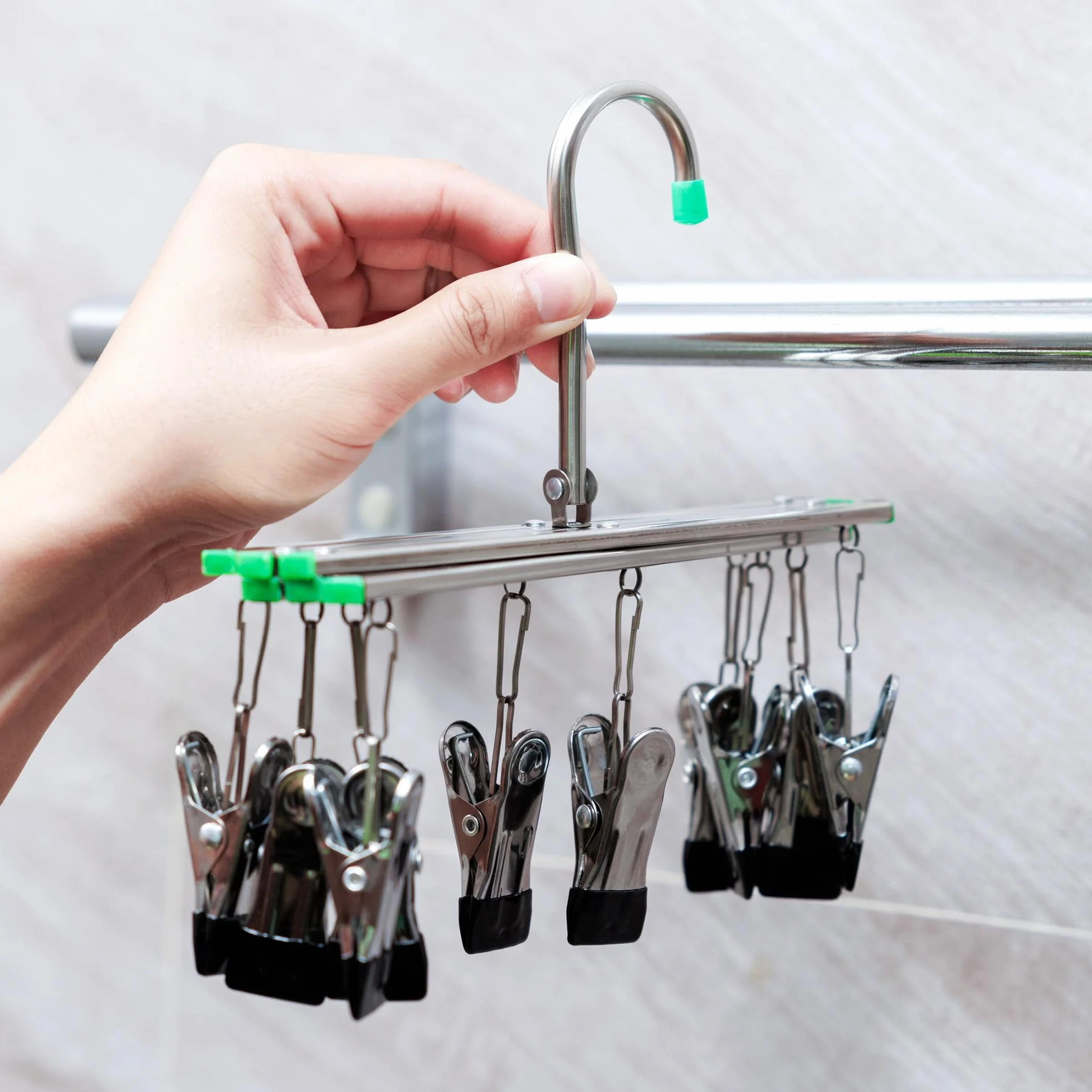 JJC Support de séchage de film négatif 35 mm avec 10 clips, cintre pliable en acier inoxydable pour films de format 135 120, accessoires de développement de chambre noire