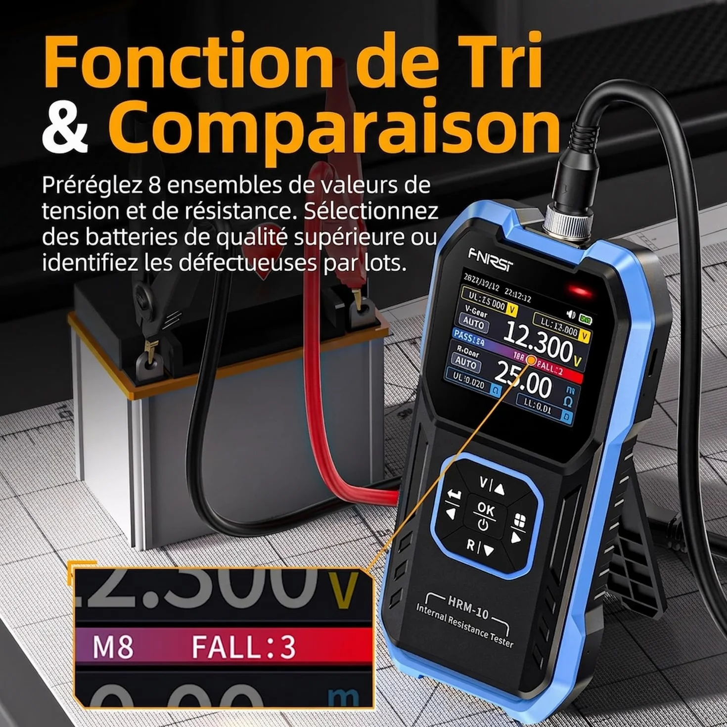 HRM-10 Internal Resistance Tester 100V 200Ω Battery Tester Numérique