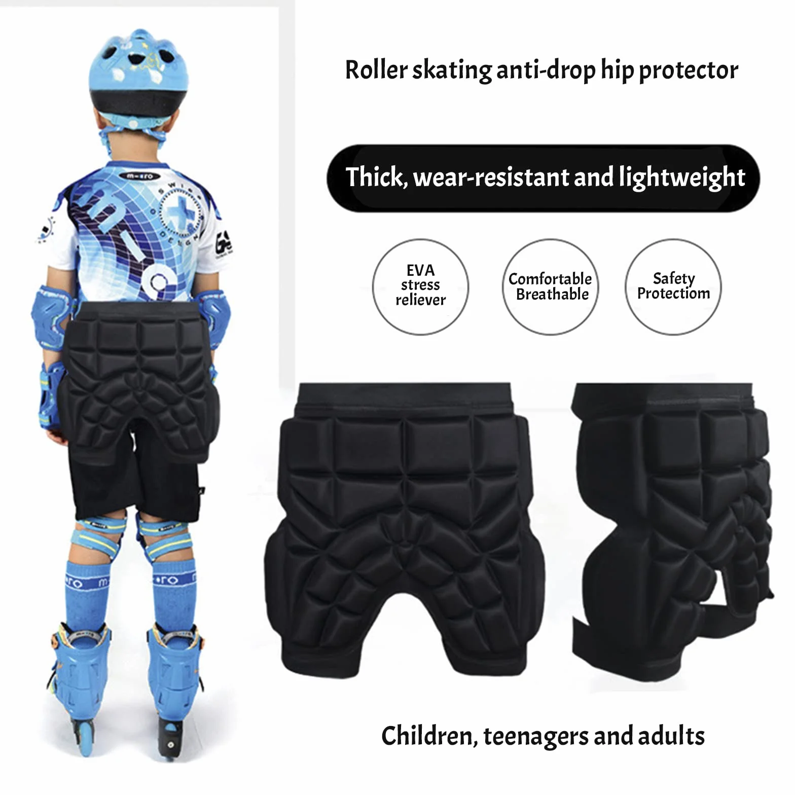 Short de Protection Rembourré 3D EVA Enfant Adolescent Contre Les Chocs Roller Patinage Ski Snowboard Vélo Rugby