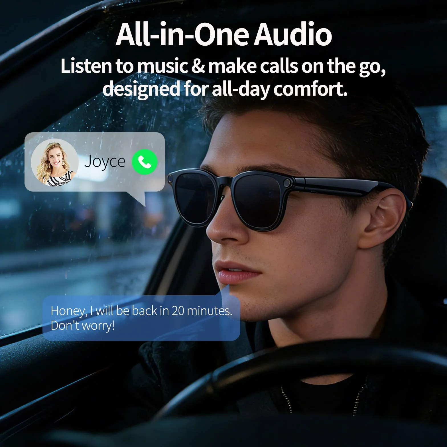Lunettes intelligentes AI avec caméra 4K, lunettes Bluetooth anti-secousses de 8 MPW, enregistrement vidéo 1080p, réduction du bruit, traduction en temps réel et interprétation simultanée