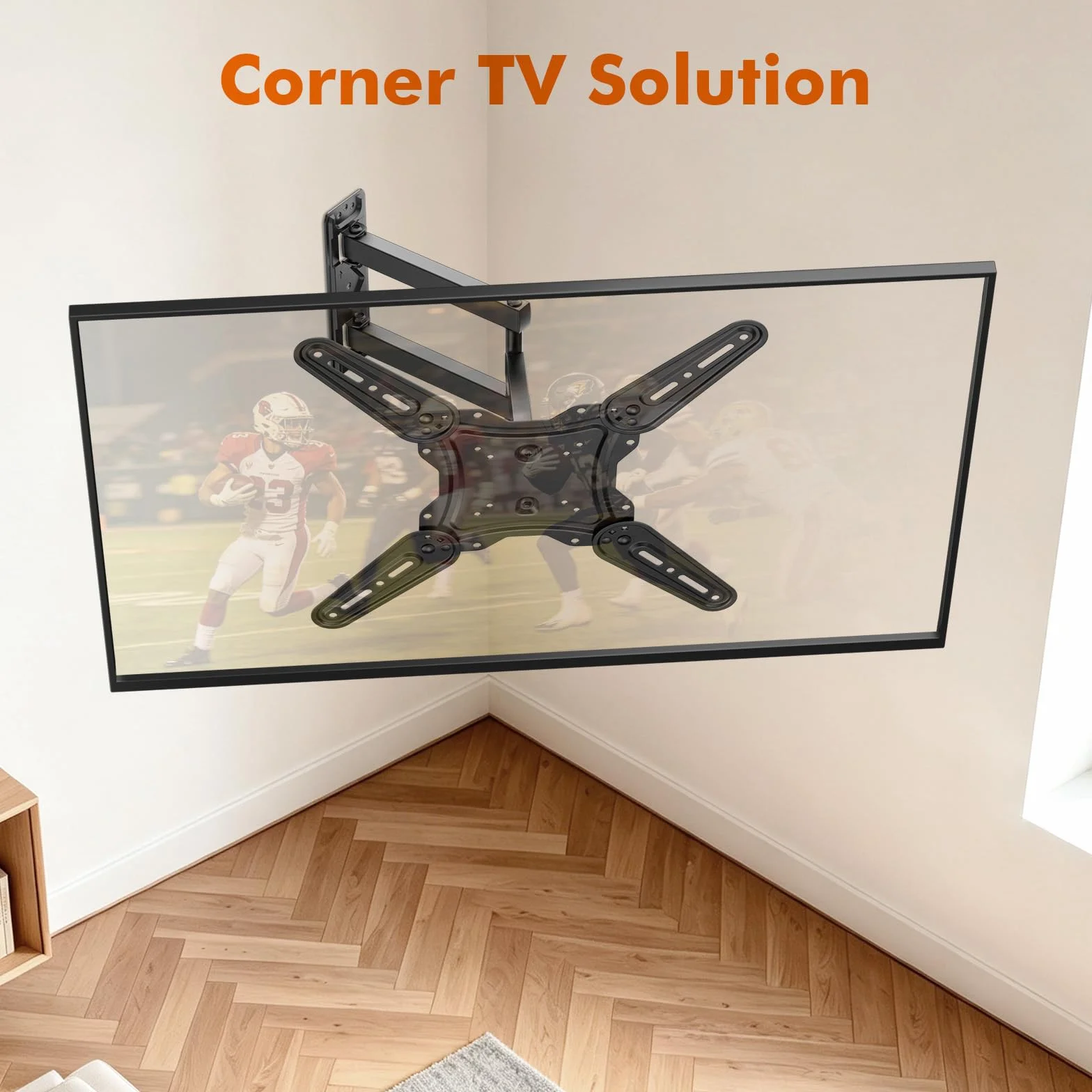 GRIFEMA Support Mural TV 26-65 Pouces - Fixation Murale TV Peut Contenir Jusqu'à 35KG, Accroche Television Mural Orientable (± 90°), Incline (+ 6°, -12°) et Étend, Support Vesa pour TV Plat/Incurvé