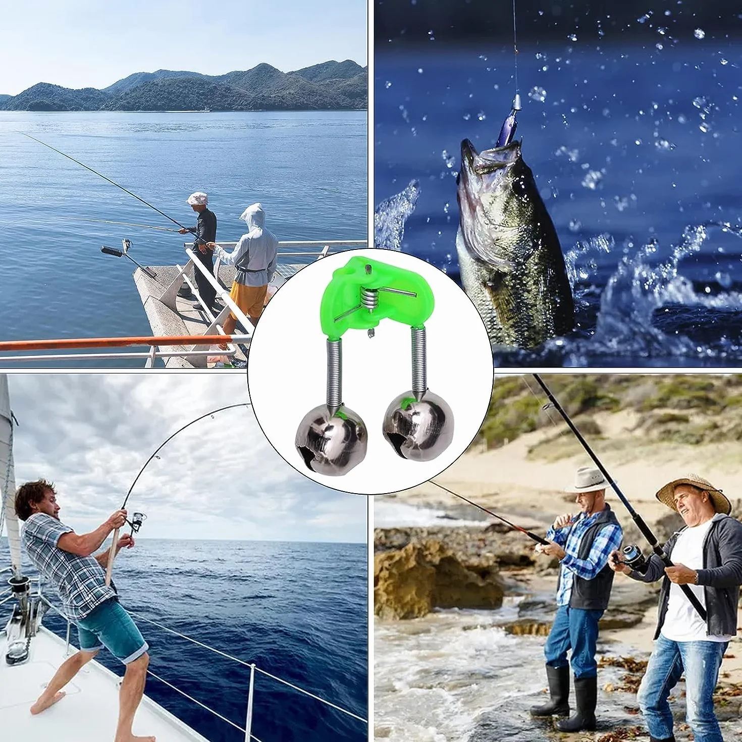 Cloche de Pêche 10 pièces Alarme Morsure Indicateur Cloche Clips Canne à Pêche Plein Air