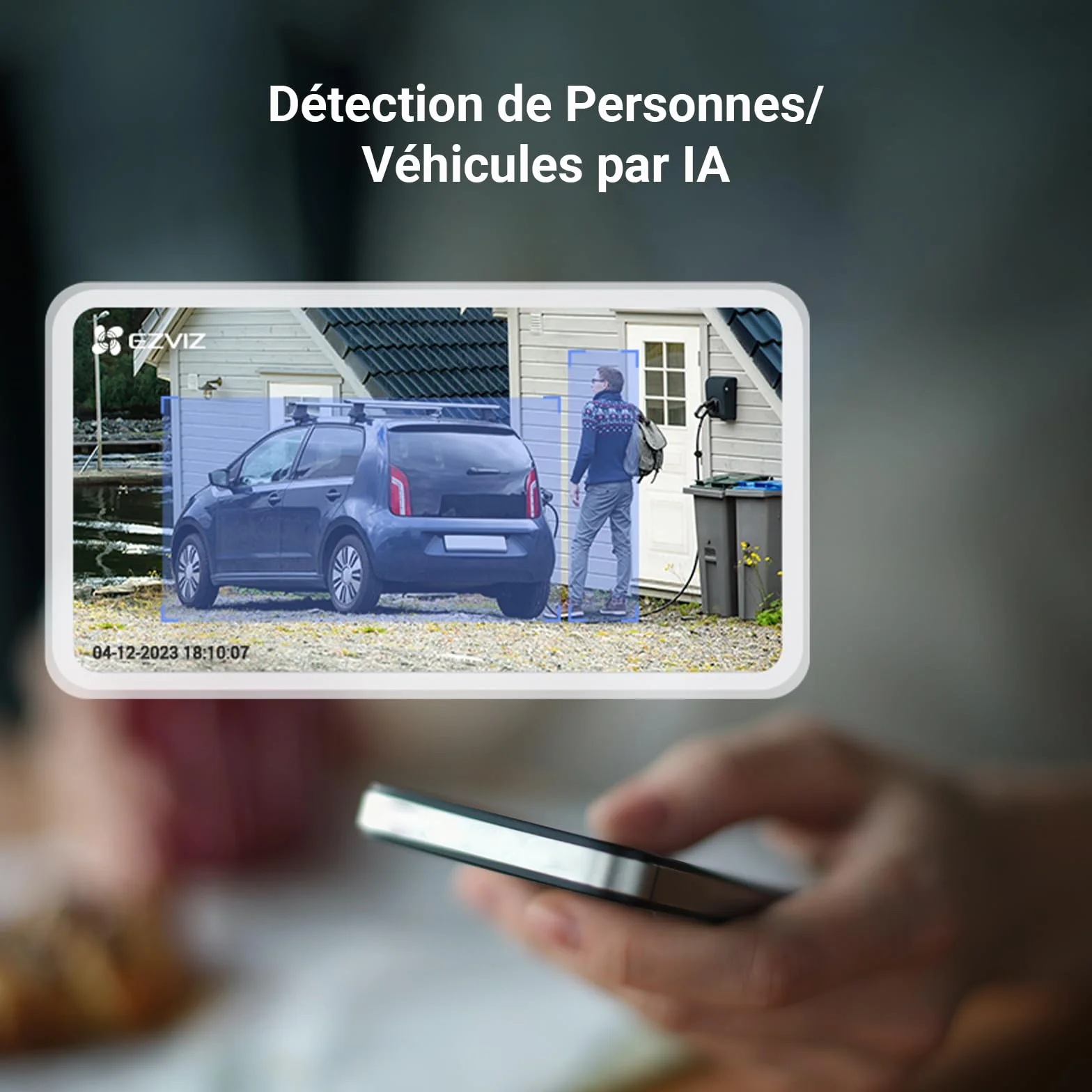 EZVIZ 2K Caméra Surveillance WiFi Extérieure sans Fil avec Panneau Solaire, AOV, Détection de Forme Humain/Véhicule, Vision Nocturne Couleur, Audio Bidirectionnel, Défense Active, IP66, CB3 Kit