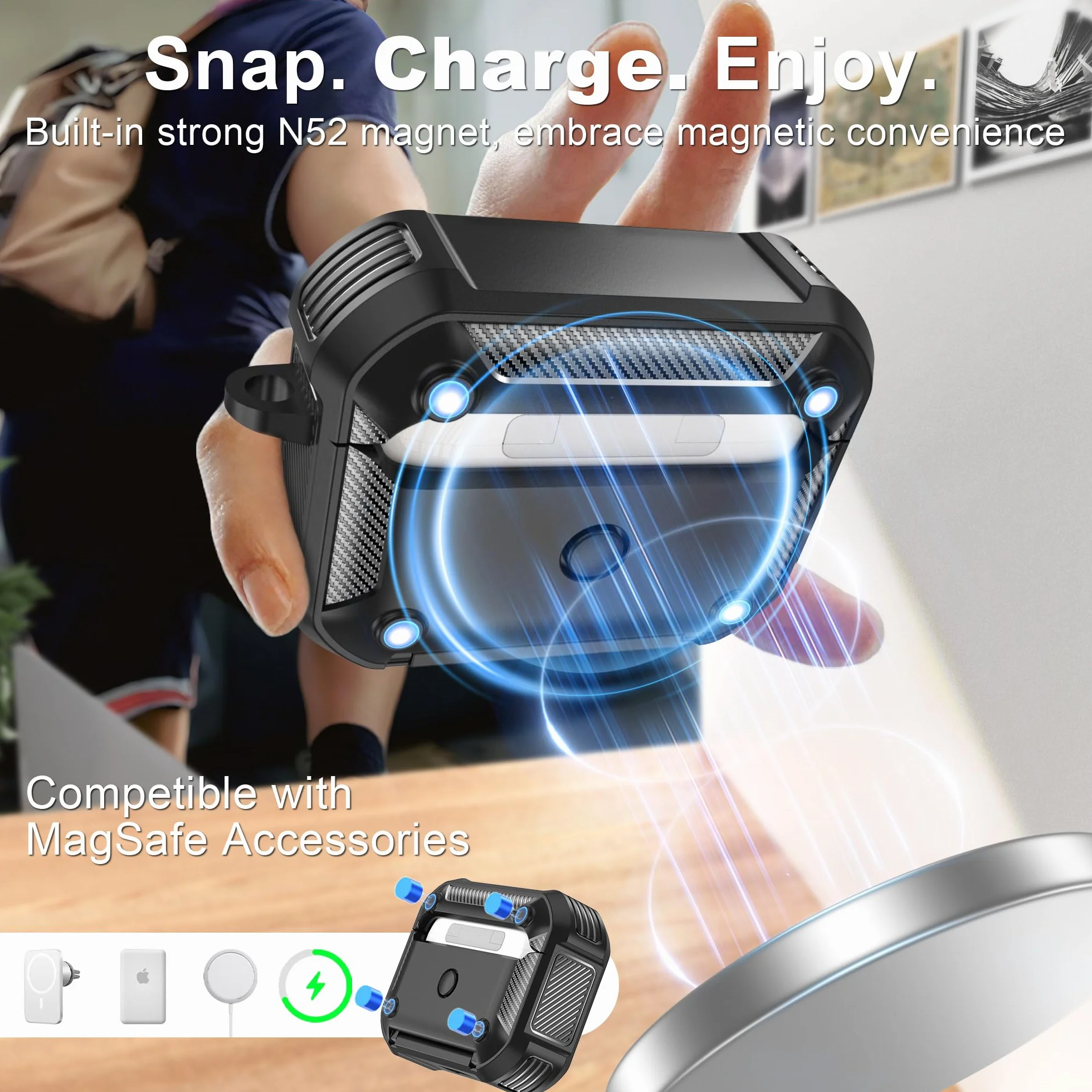 Étui de Protection Compatible AirPods Pro 3e Génération avec Support Téléphone Noir