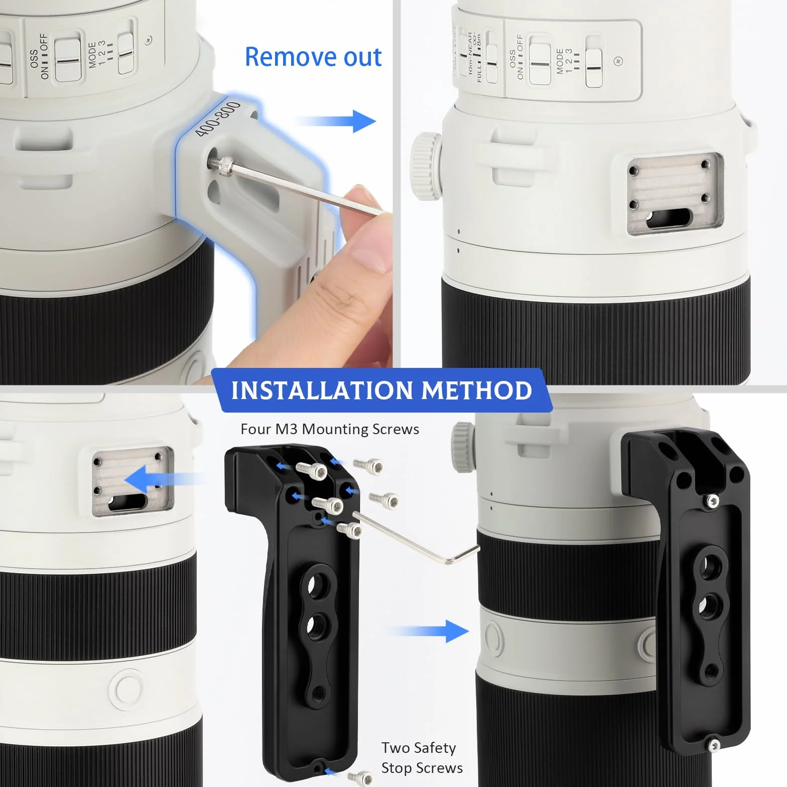 LEFTFOTO Pied d'objectif de rechange pour Sony FE 400-800 mm F6.3-8 G OSS (SEL400800G) avec support pour trépied avec plaque Arca