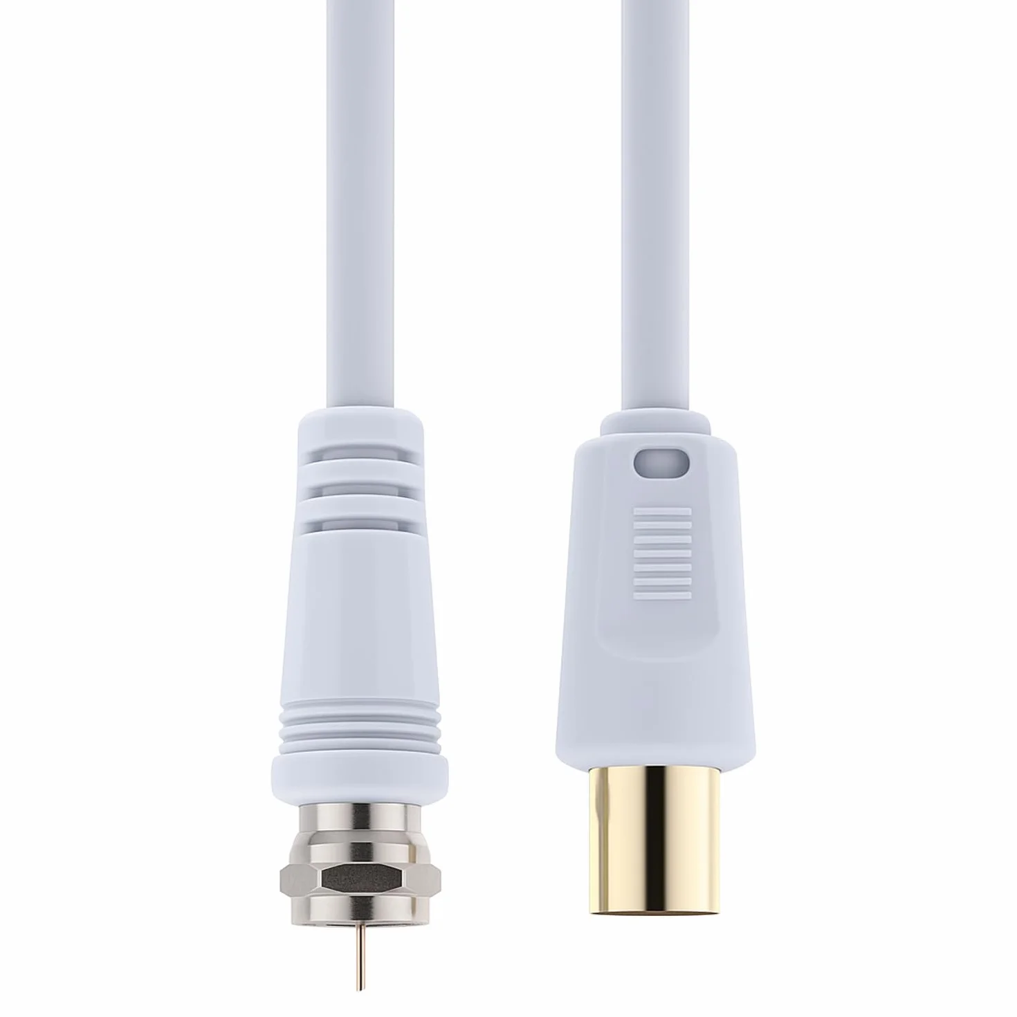 Keple Câble coaxial F-plug vers RF M-plug pour satellite Sat Freesat Sky Virgin BT TV HDTV DVB DVD Radio/Coax Antenne Freeview Coaxial Coax Antenne Adaptateur Câble TV - 1 m Blanc