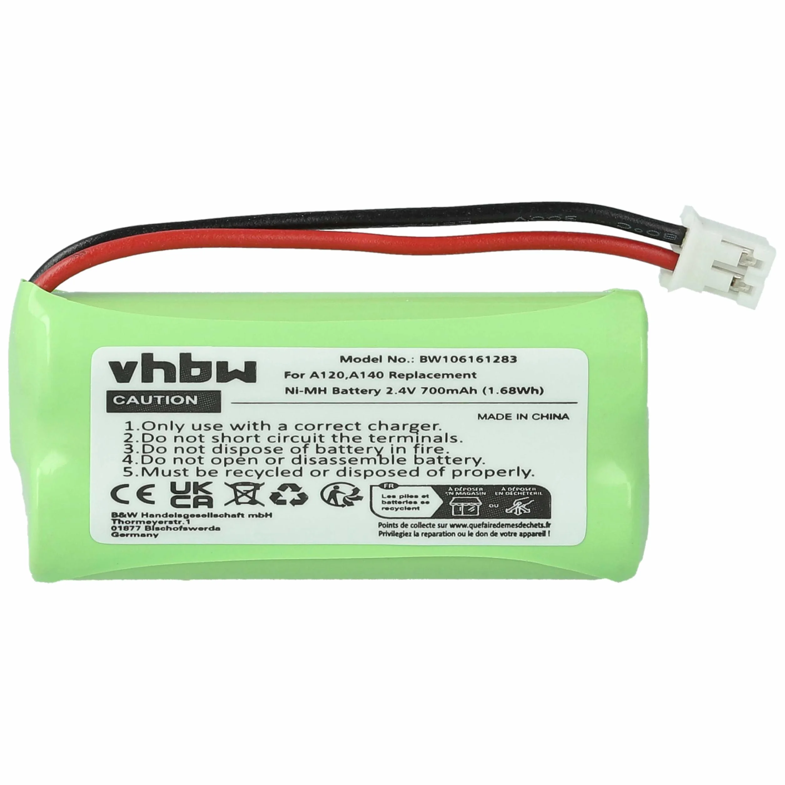 vhbw 3X Batteries (NiMH, 700mAh, 2.4V) téléphones Fixes Compatible avec Siemens Gigaset A260 Trio, A265, A345