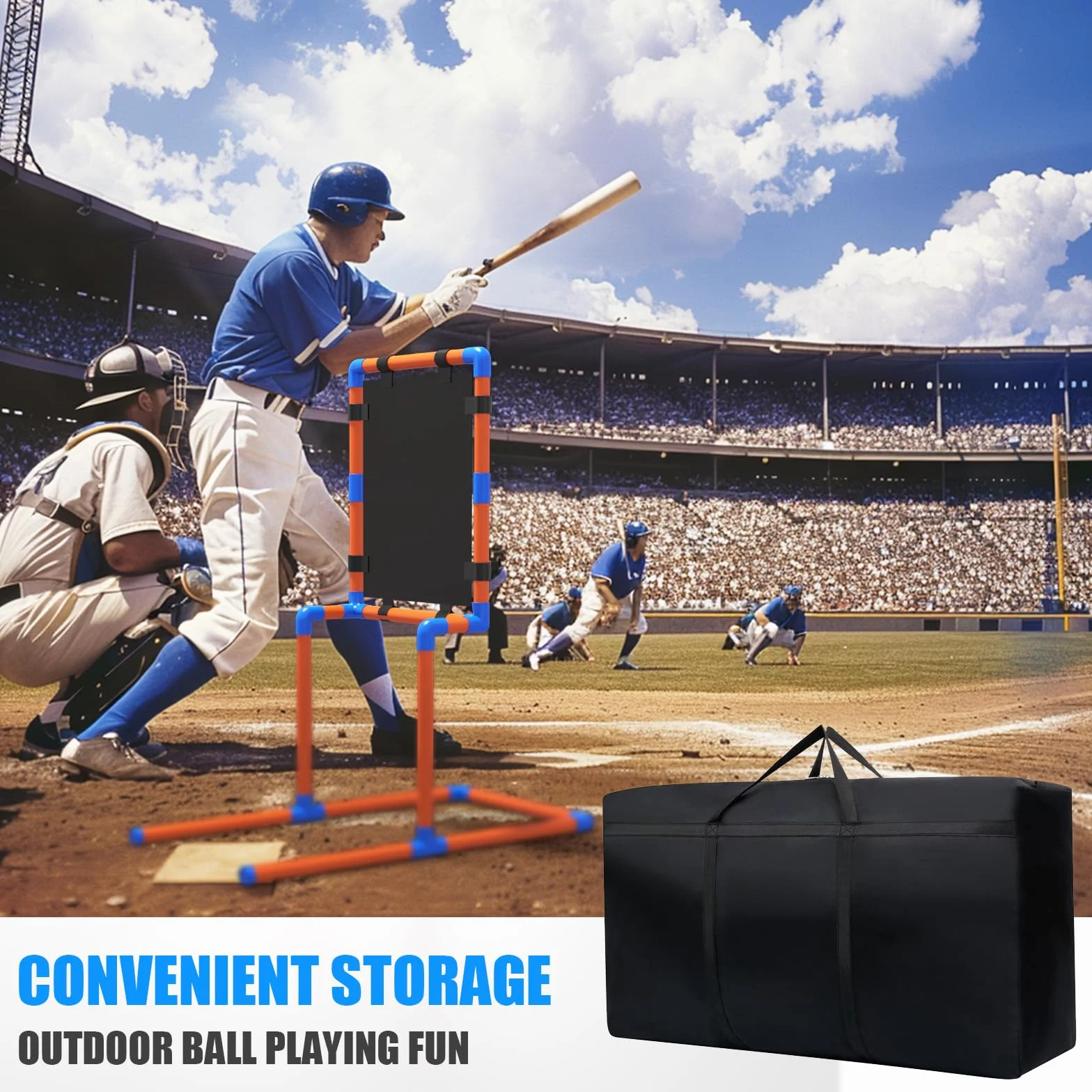 Cible de zone de frappe de baseball avec cadre PVC robuste et trépied réglable