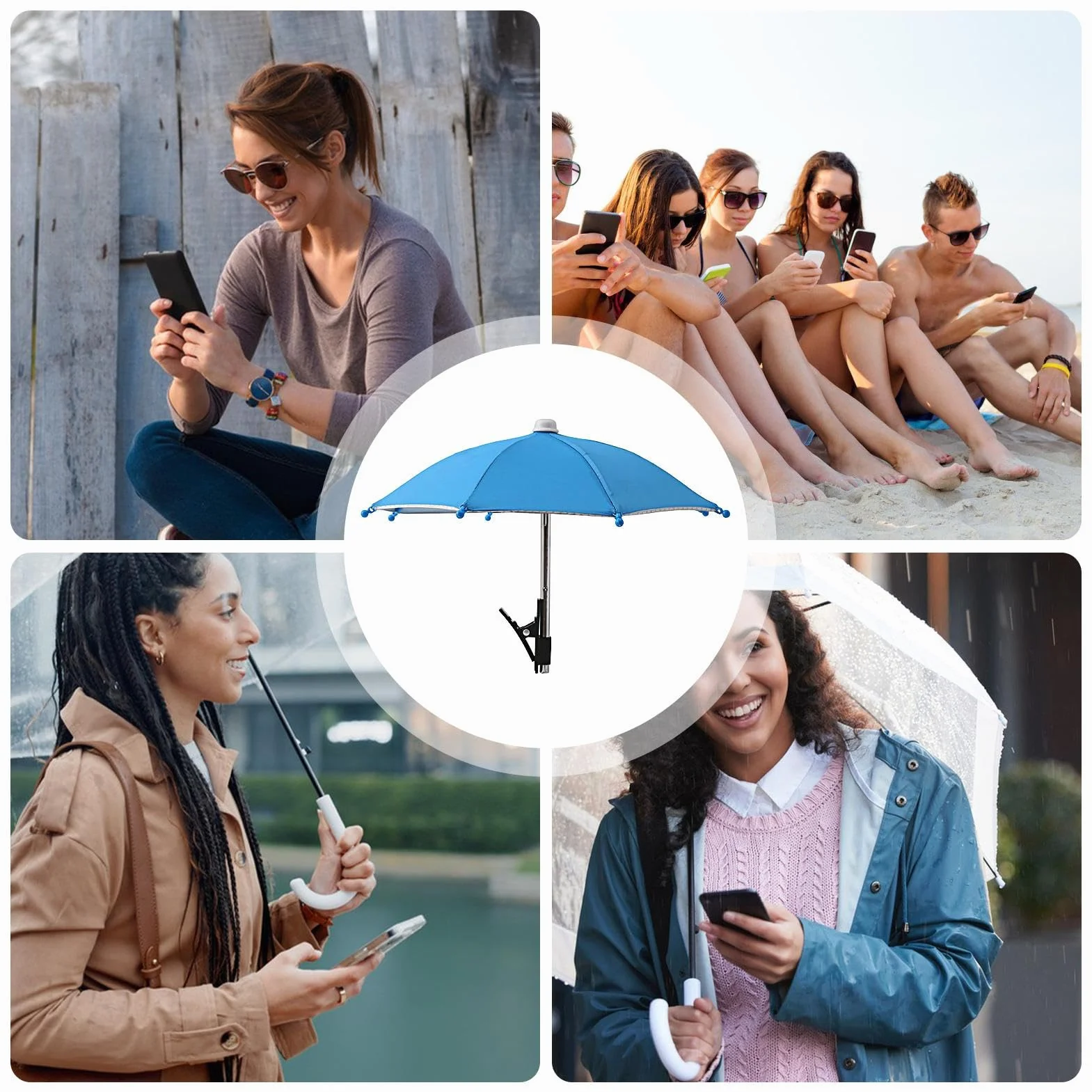 Genérico Parasol pour téléphone contre le soleil | Protection UV pour téléphone portable avec clip | Accessoires antireflets avec protection UV pour voiture, camping, plage, piscine extérieure