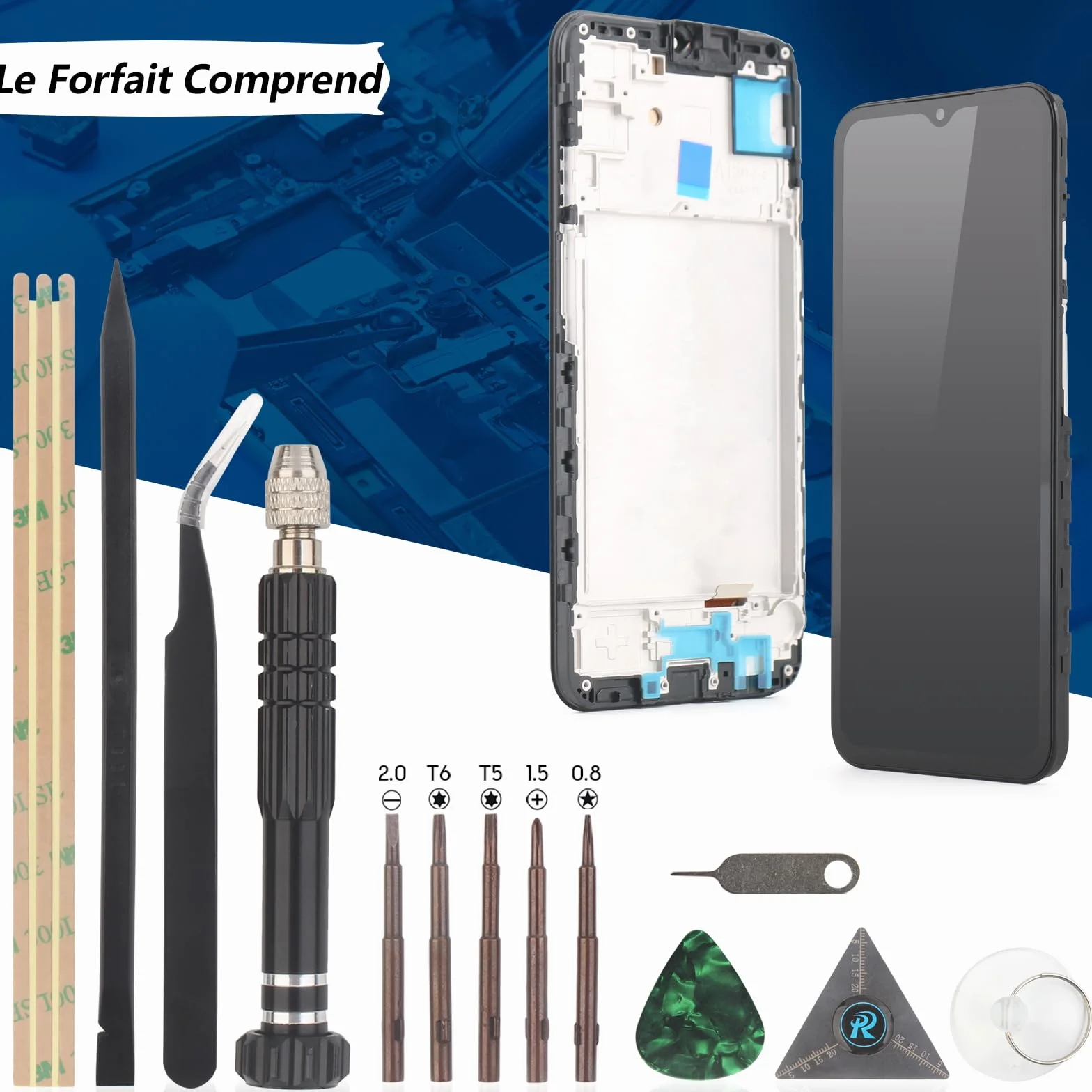 RongZy Écran LCD pour 6.5" Samsung Galaxy A15 4G A155F Écran De Remplacement pour Samsung Galaxy A15 5G A156B Écran LCD Numériseur Tactile Panneau Assemblé De Réparation avec Outils(Noir avec Cadre)