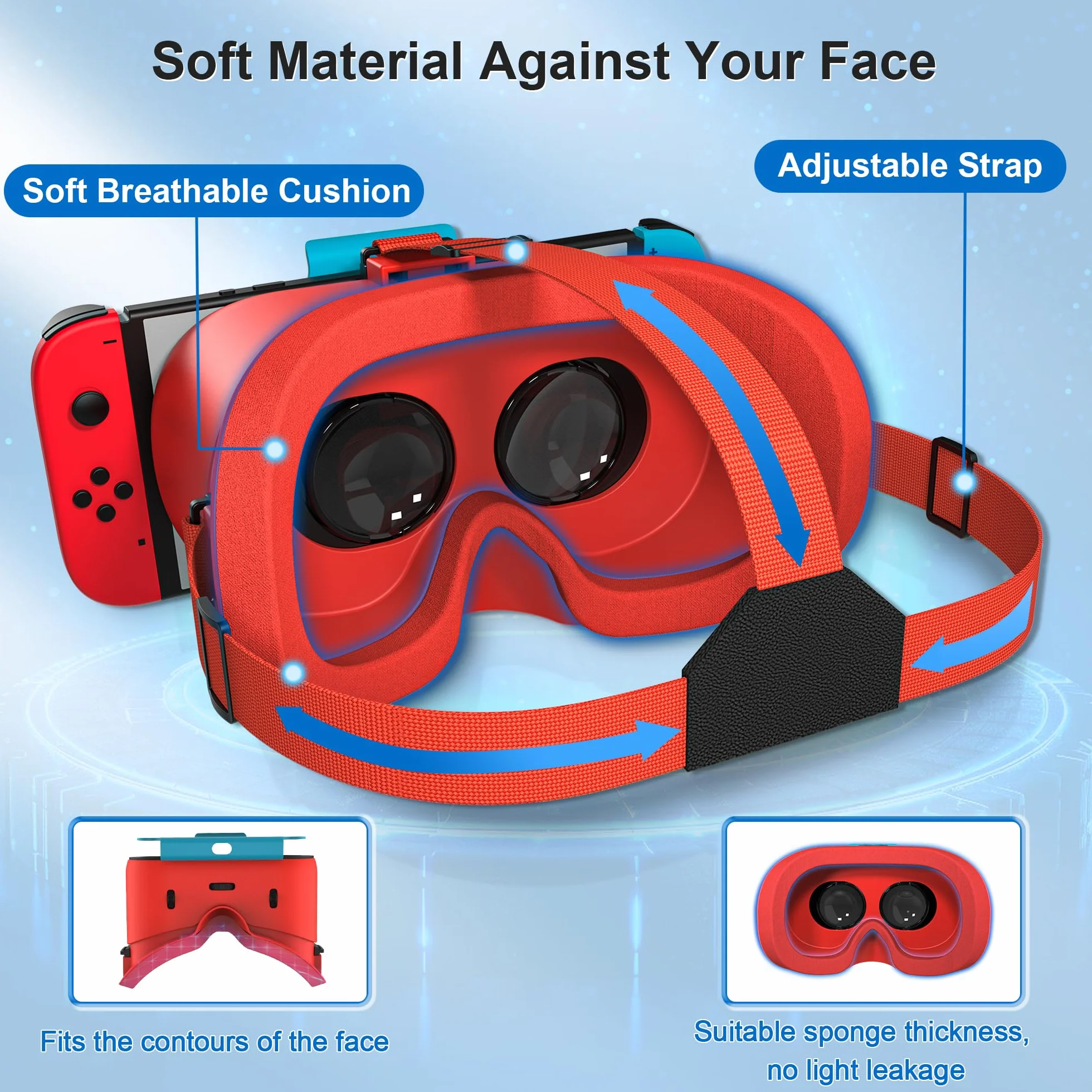 Casque VR 3D Réalité Virtuelle pour Nintendo Switch OLED avec Lentilles Réglables