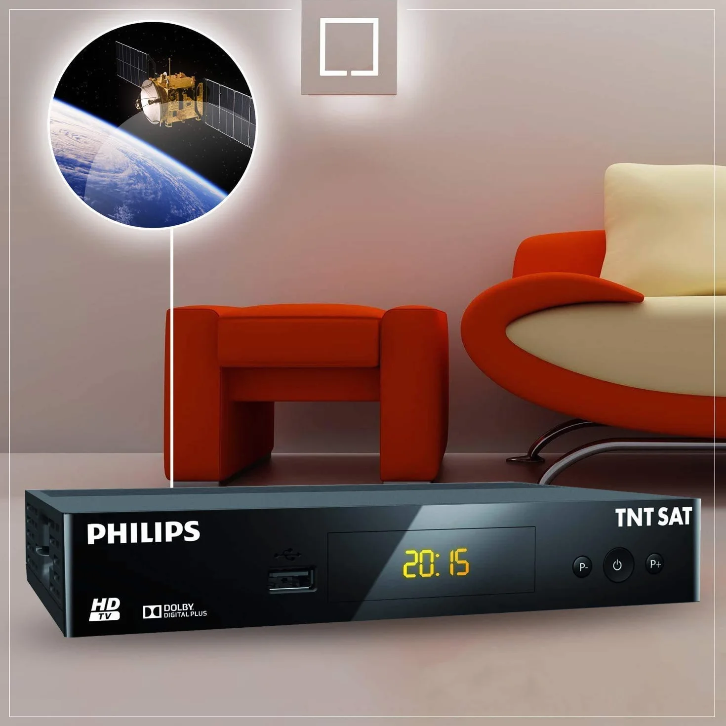 TNTSAT Decodeur TNT Satellite Recepteur Dsr 3231t HD Astra USB HDMI MPEG4 Full HD 1080P