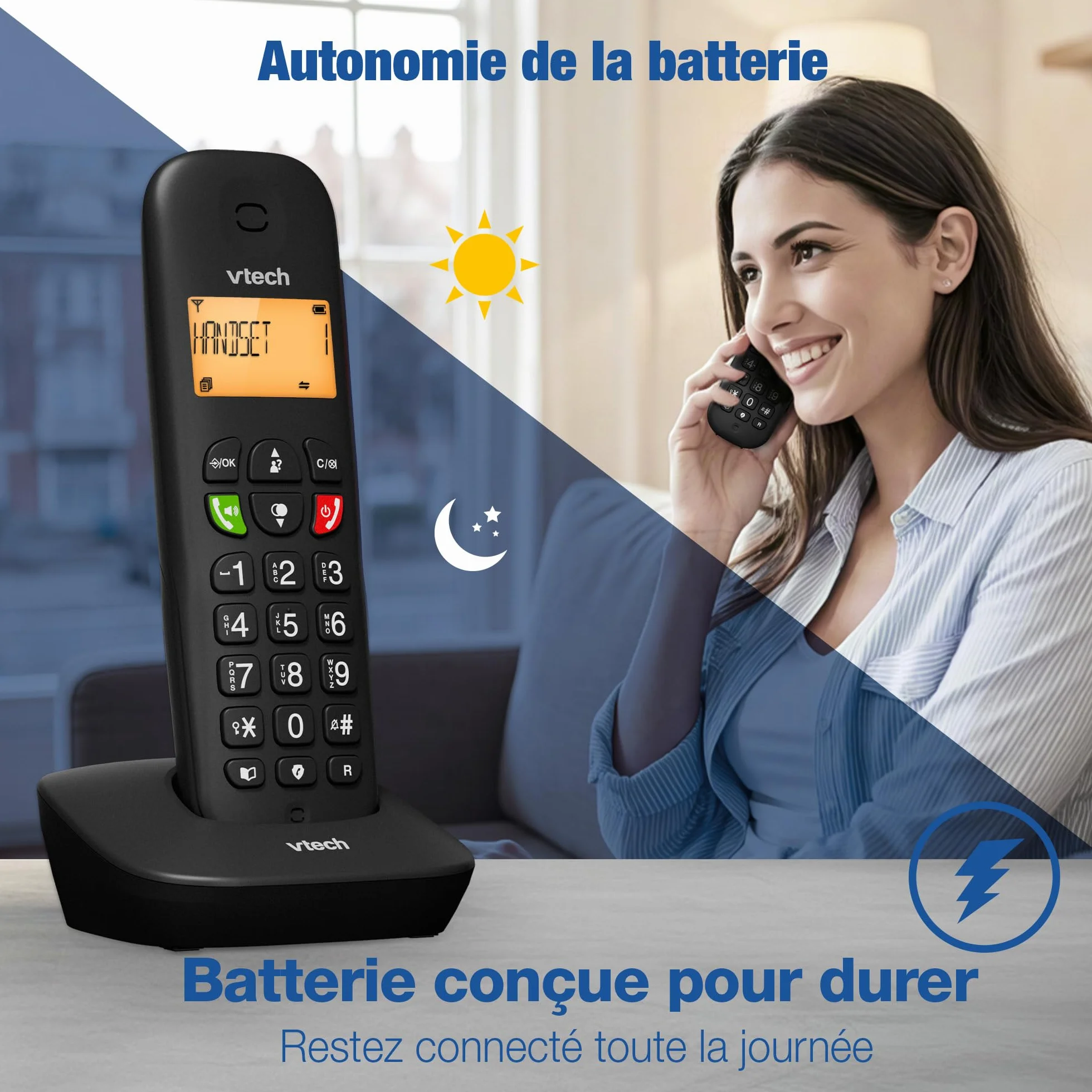 VTech CS901 Téléphone sans Fil DECT 2 combinés, Blocage d’appels, Identification, Haut-Parleur