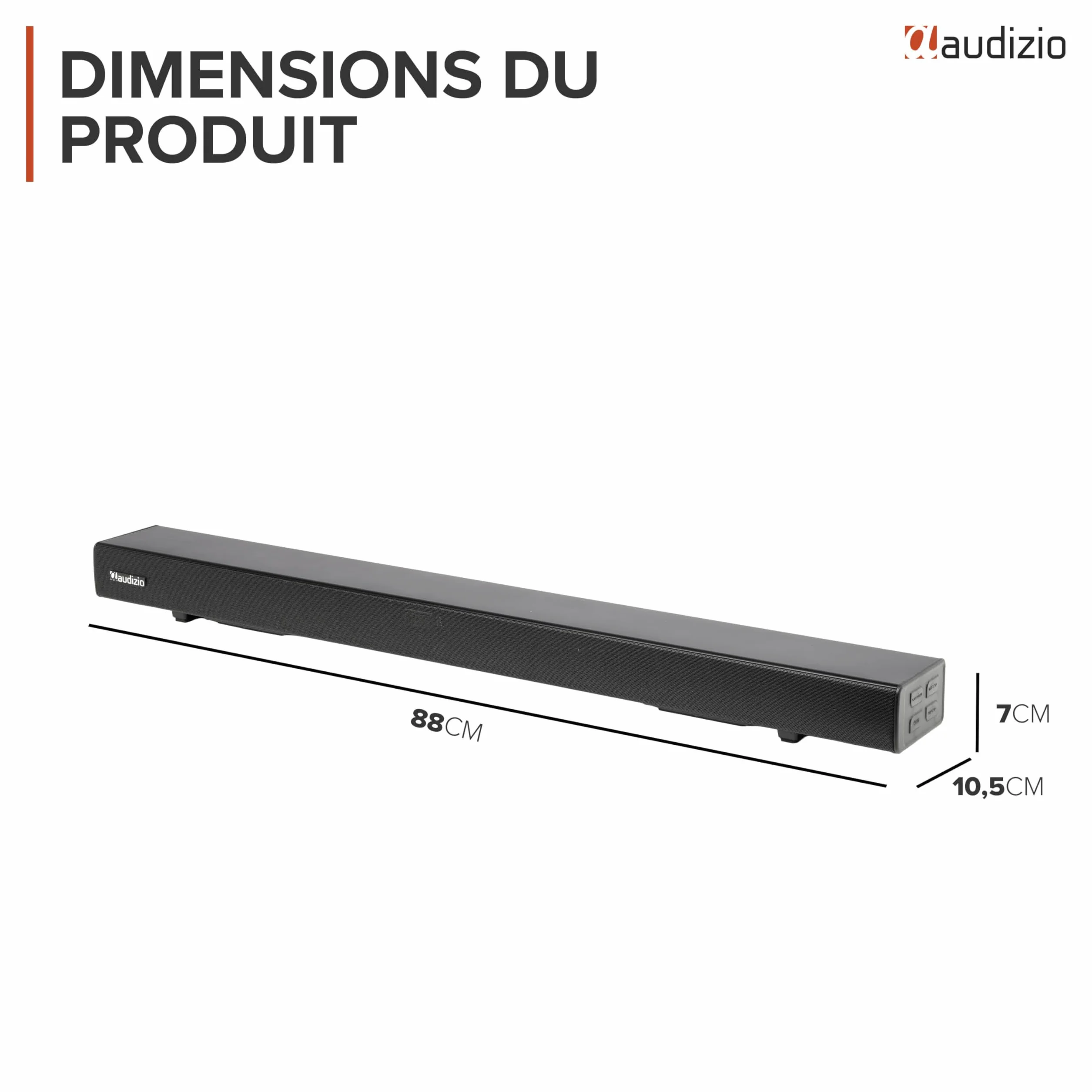 Audizio SB95 Soundbar TV Bluetooth 5.3 HDMI Arc 120W 88 cm Optique Coaxial USB AUX 2 Mini Subwoofers Intégrés