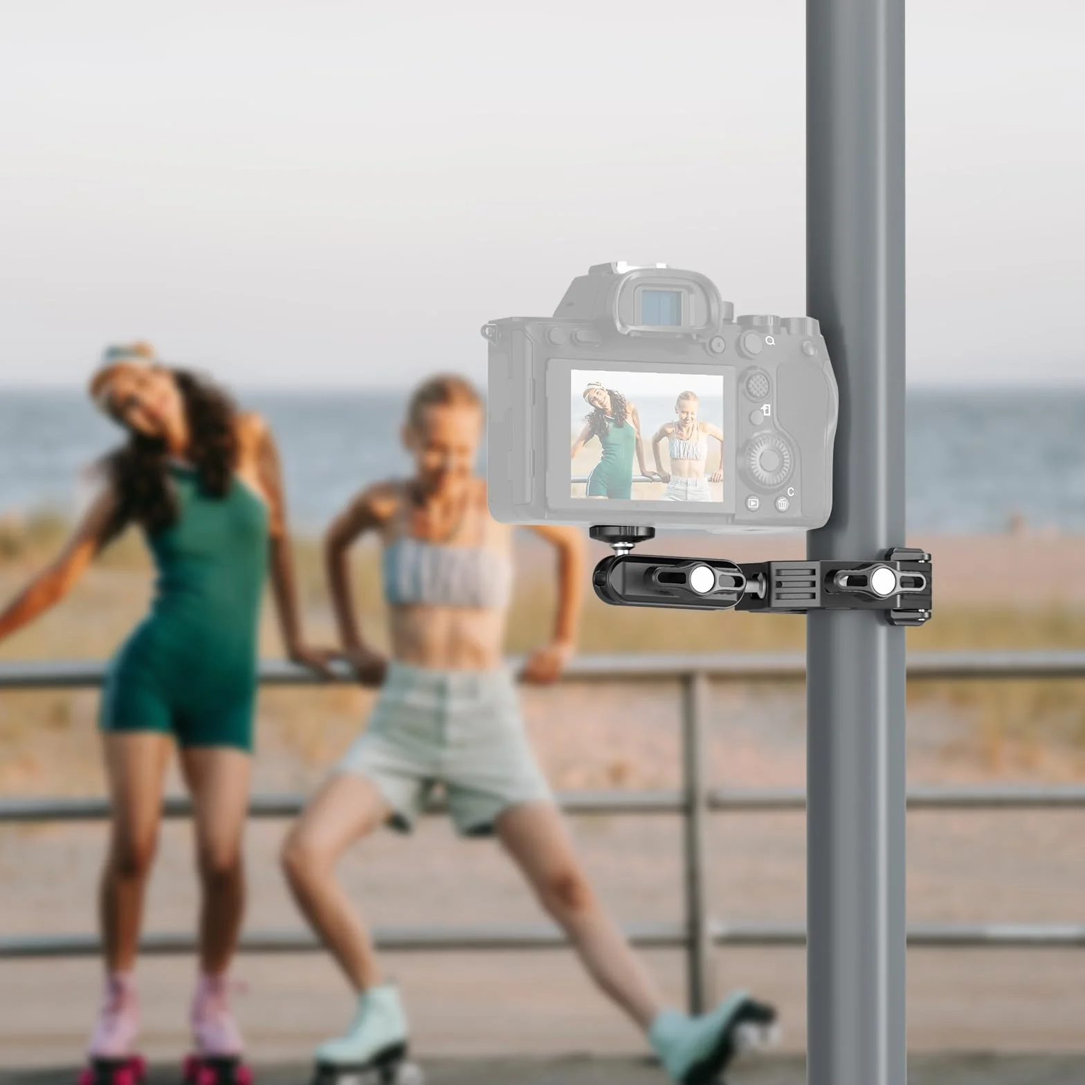 NEEWER Super Pince avec Bras Magique à Double tête sphérique de 7,6cm Griffe Froide Filetage 6,35mm Adaptateur Montage téléphone/action cam pour trépied Bureau Compatible avec SmallRig GoPro DJI, ST83