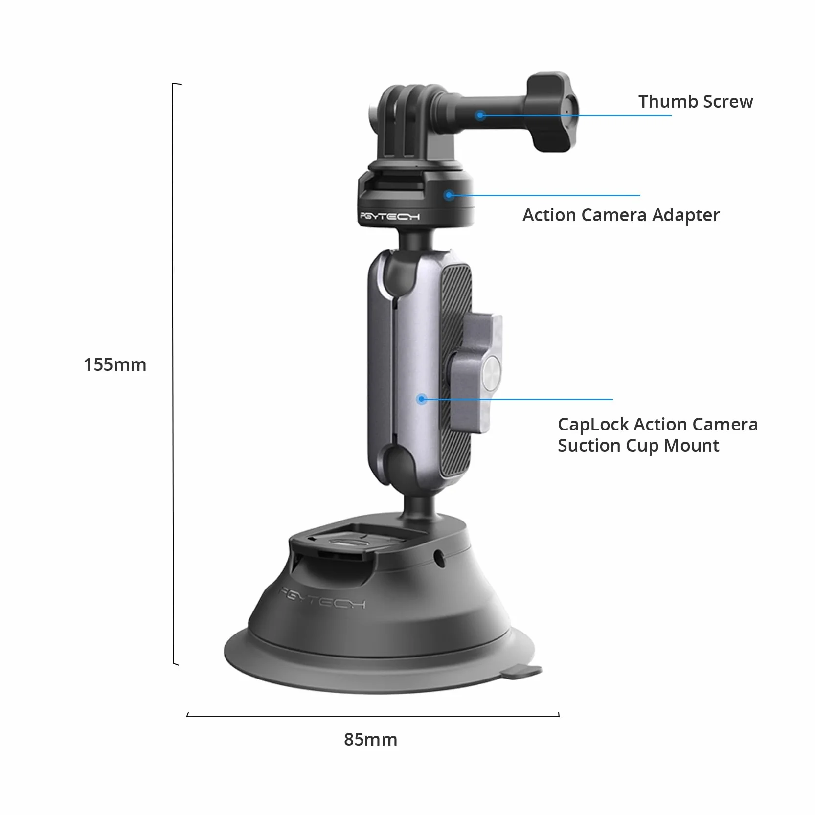 PGYTECH CapLock Support à Ventouse pour DJI OSMO 360/Action 6/Pocket 4/3, Suction Cup pour Gopro Hero 13/12/11, Action Caméra Accessoire pour Insta360 Ace Pro 2/X5/One RS avec Filetage 1/4"-20