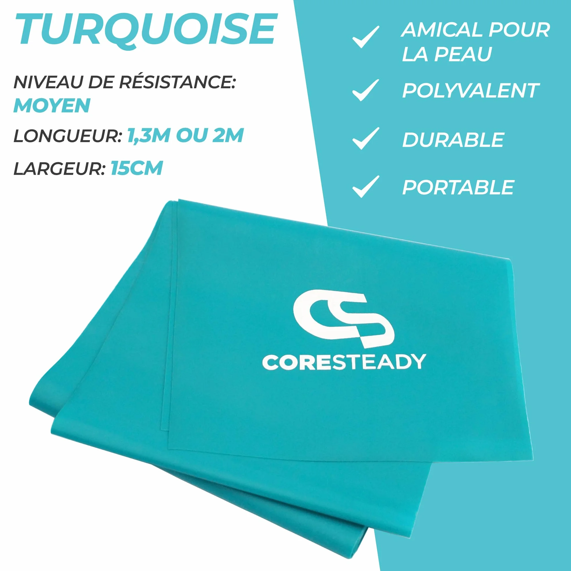 Coresteady Bande Élastique Musculation Physiothérapie Fitness Pilates Yoga Rééducation