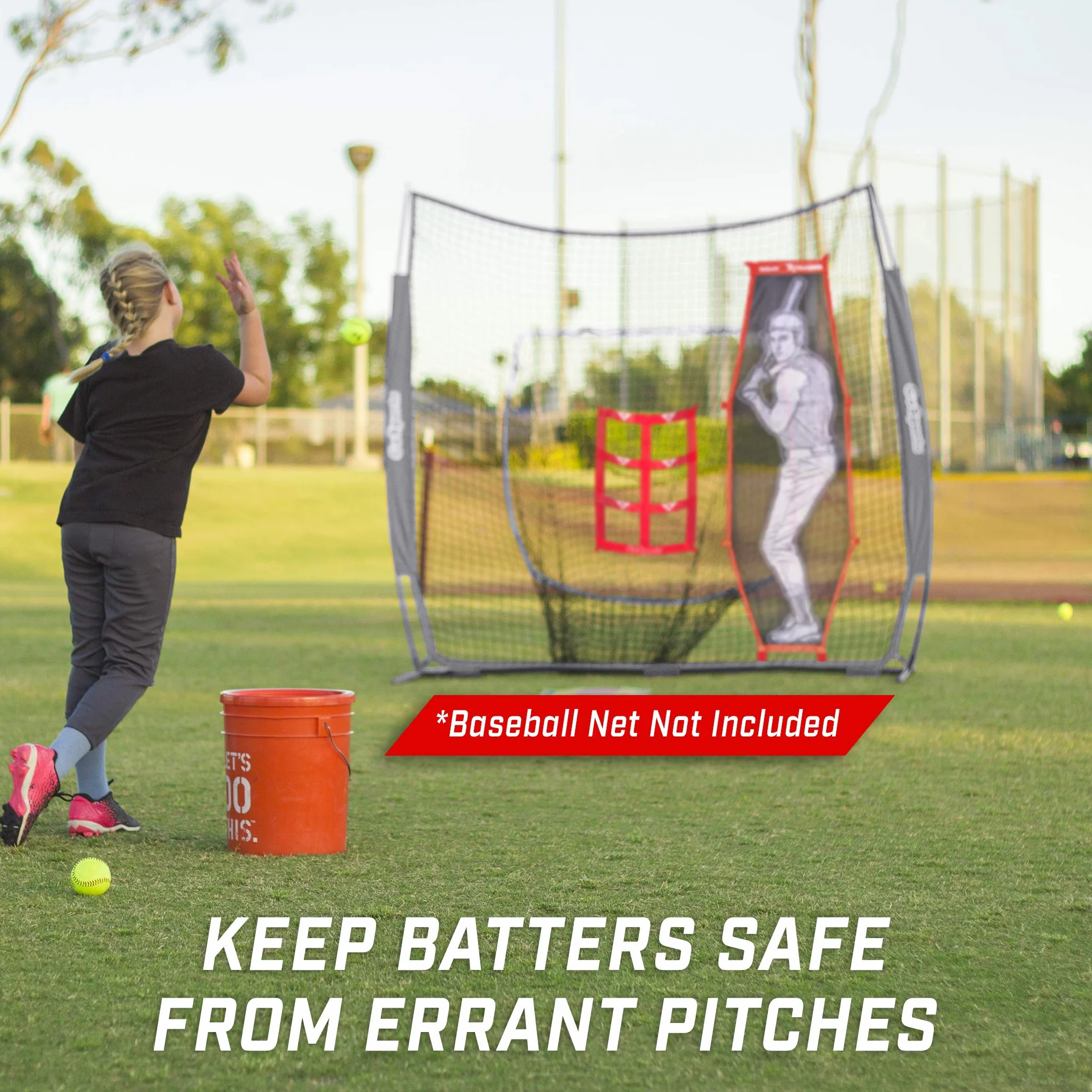 GoSports Kit de Lancement Baseball Softball – Entraînement Précision Zone Frappe Batterie Factice XTRAMAN Rouge