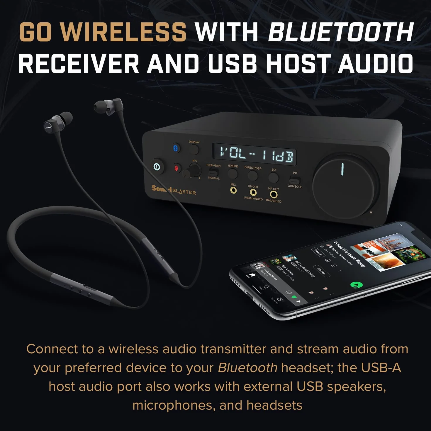 CREATIVE Sound Blaster X5 Hi-res 32-bit/384 kHz Convertisseur numérique-analogique USB Externe avec bi-ampli Casque Xamp entièrement équilibré et récepteur Bluetooth